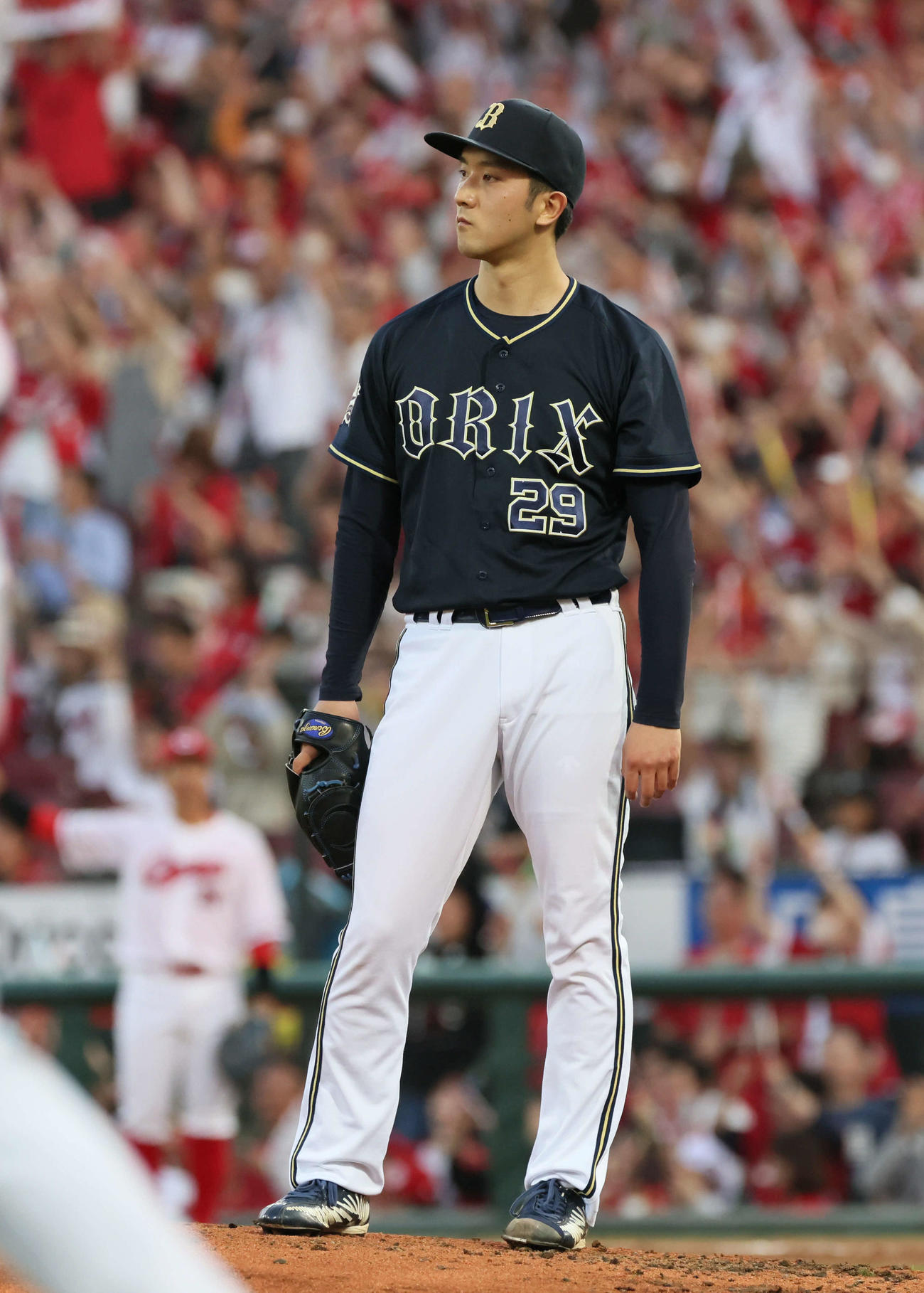 広島対オリックス　3回裏広島2死一塁、末包に2点本塁打を浴びた田嶋（撮影・加藤孝規）