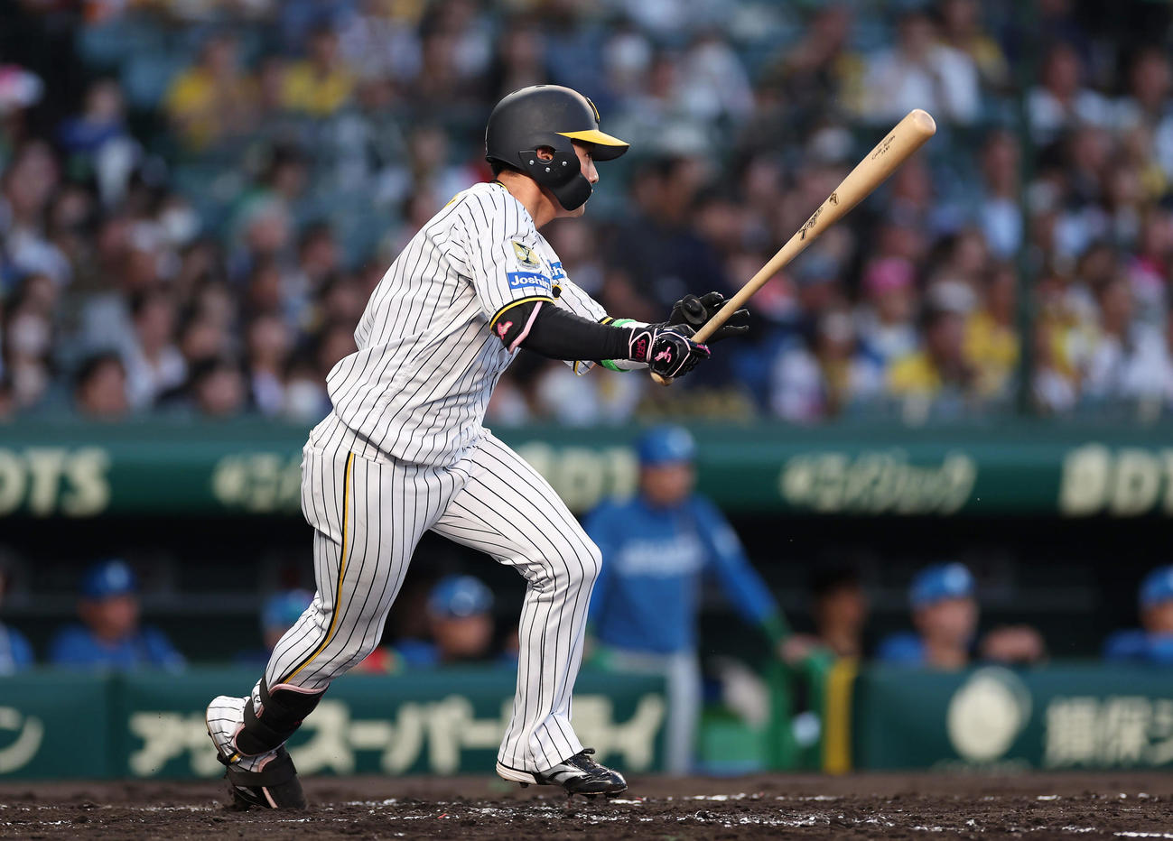 阪神対日本ハム　3回裏阪神無死、中前打を放つ木浪（撮影・前田充）
