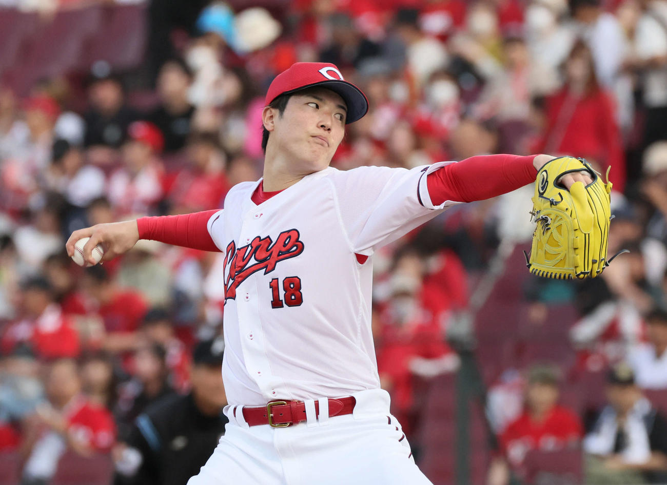 広島対オリックス　広島先発の森下（撮影・加藤孝規）