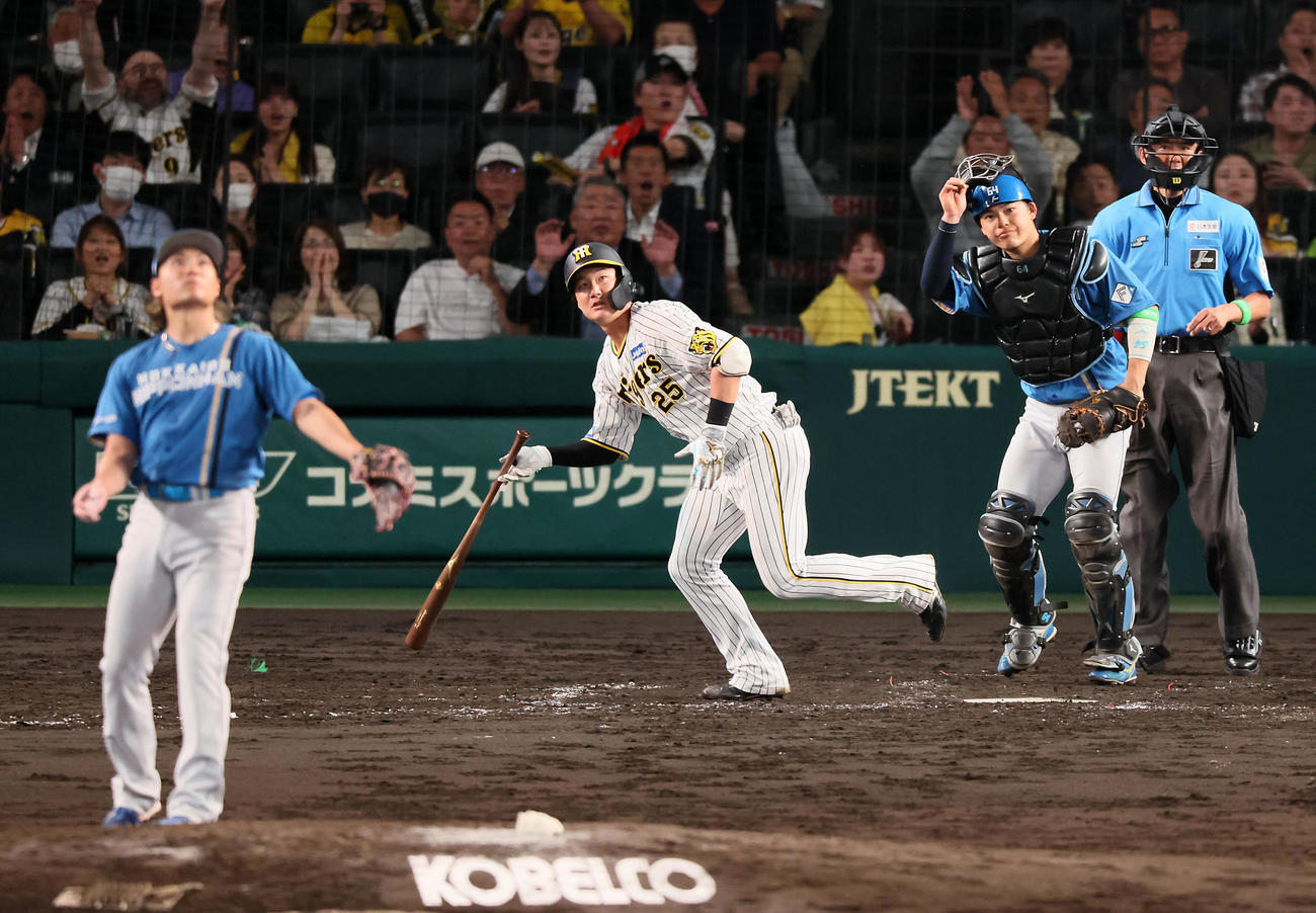 阪神対日本ハム　5回裏阪神無死満塁、渡辺は中犠飛を打ち上げる。投手は伊藤（撮影・加藤