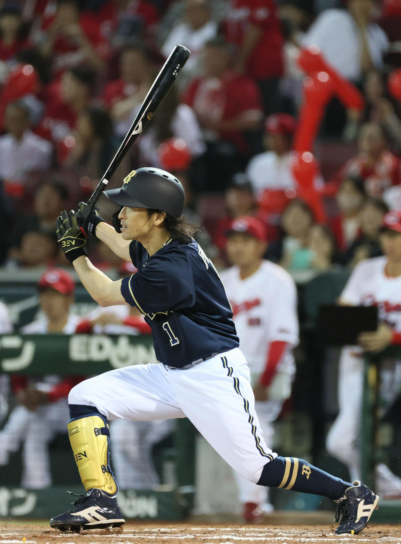 広島対オリックス　7回表オリックス1死一、三塁、福田は右適時打を放つ（撮影・加藤孝規）
