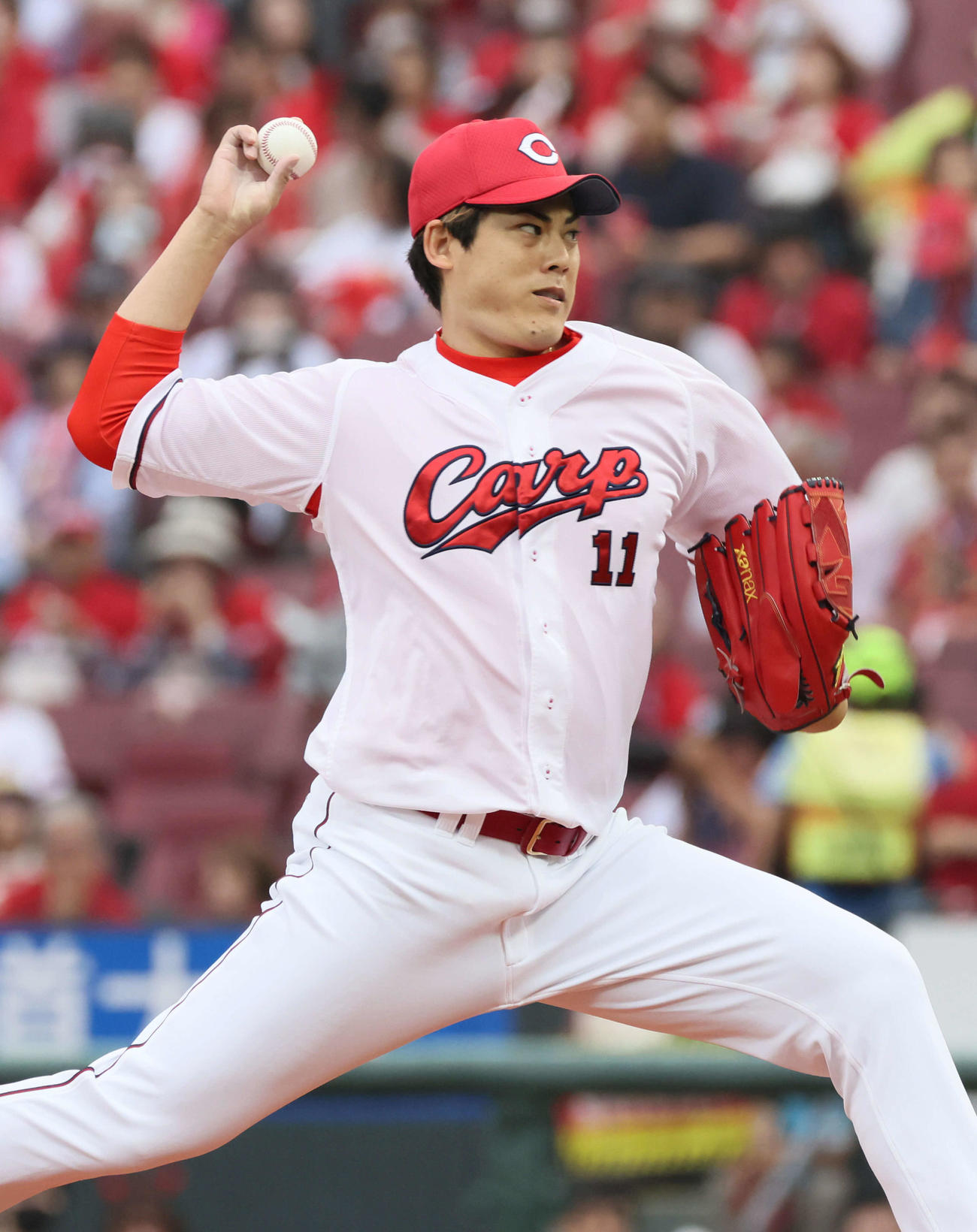 広島対オリックス　広島先発の九里（撮影・加藤孝規）