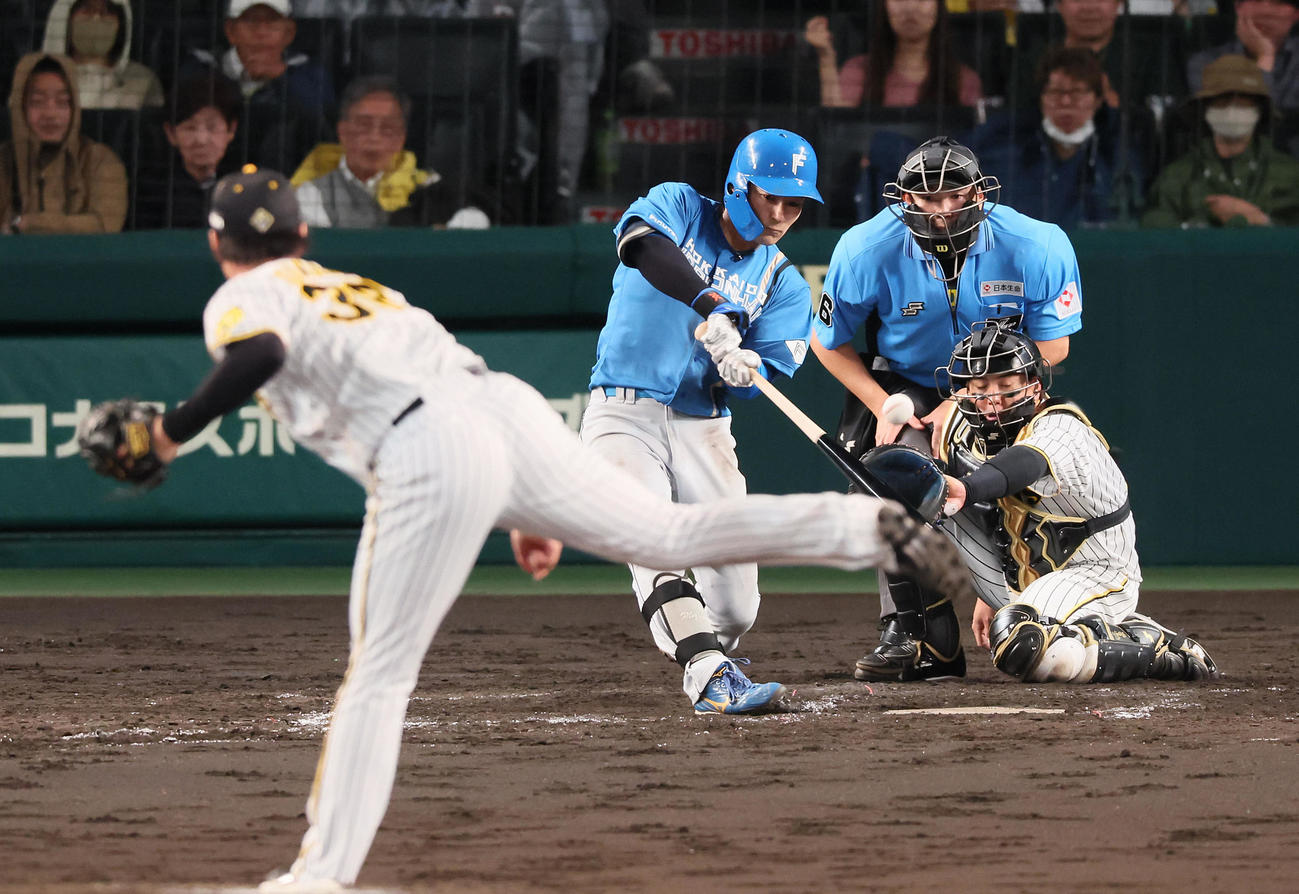 阪神対日本ハム　5回表日本ハム2死二塁、水野は三塁の適時失策で打点を挙げる。投手は浜地（撮影・加藤哉）