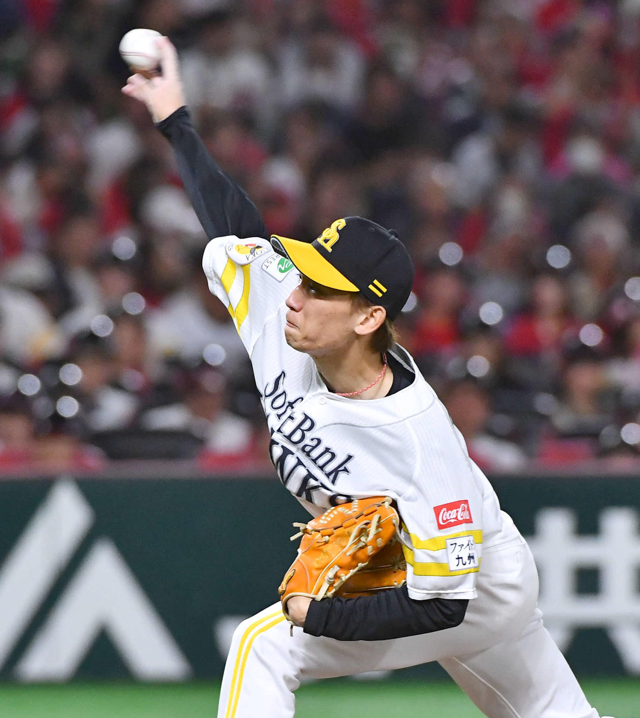 ソフトバンク対広島　ソフトバンク先発の大津（撮影・岩下翔太）