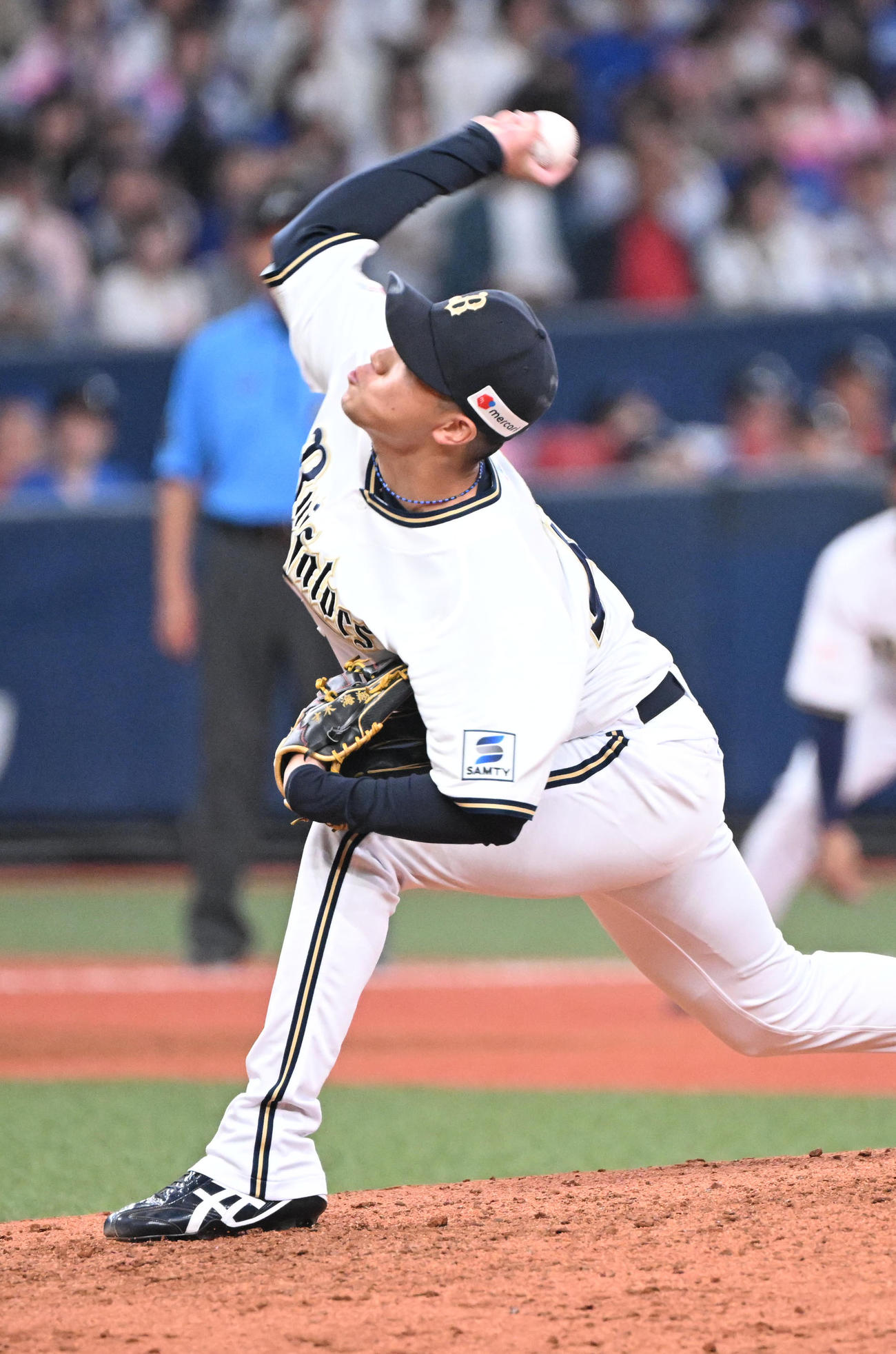オリックス対中日　9回に登板するオリックス才木（撮影・和賀正仁）