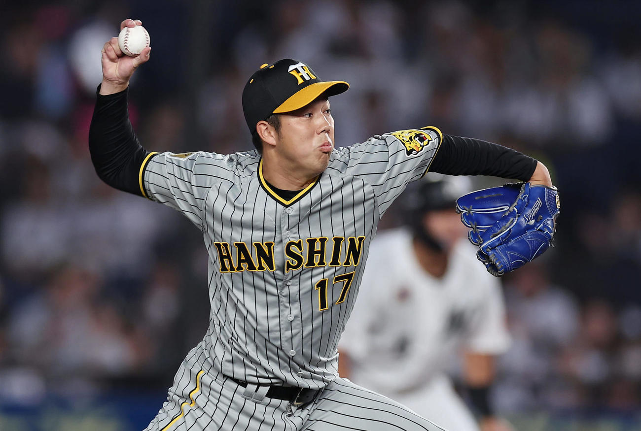 ロッテ対阪神　力投する先発の青柳晃洋（2024年5月31日撮影）