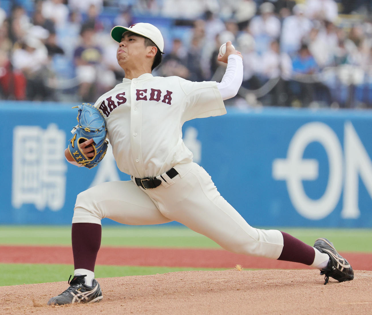 早大対慶大　早大先発の宮城（撮影・野上伸悟）