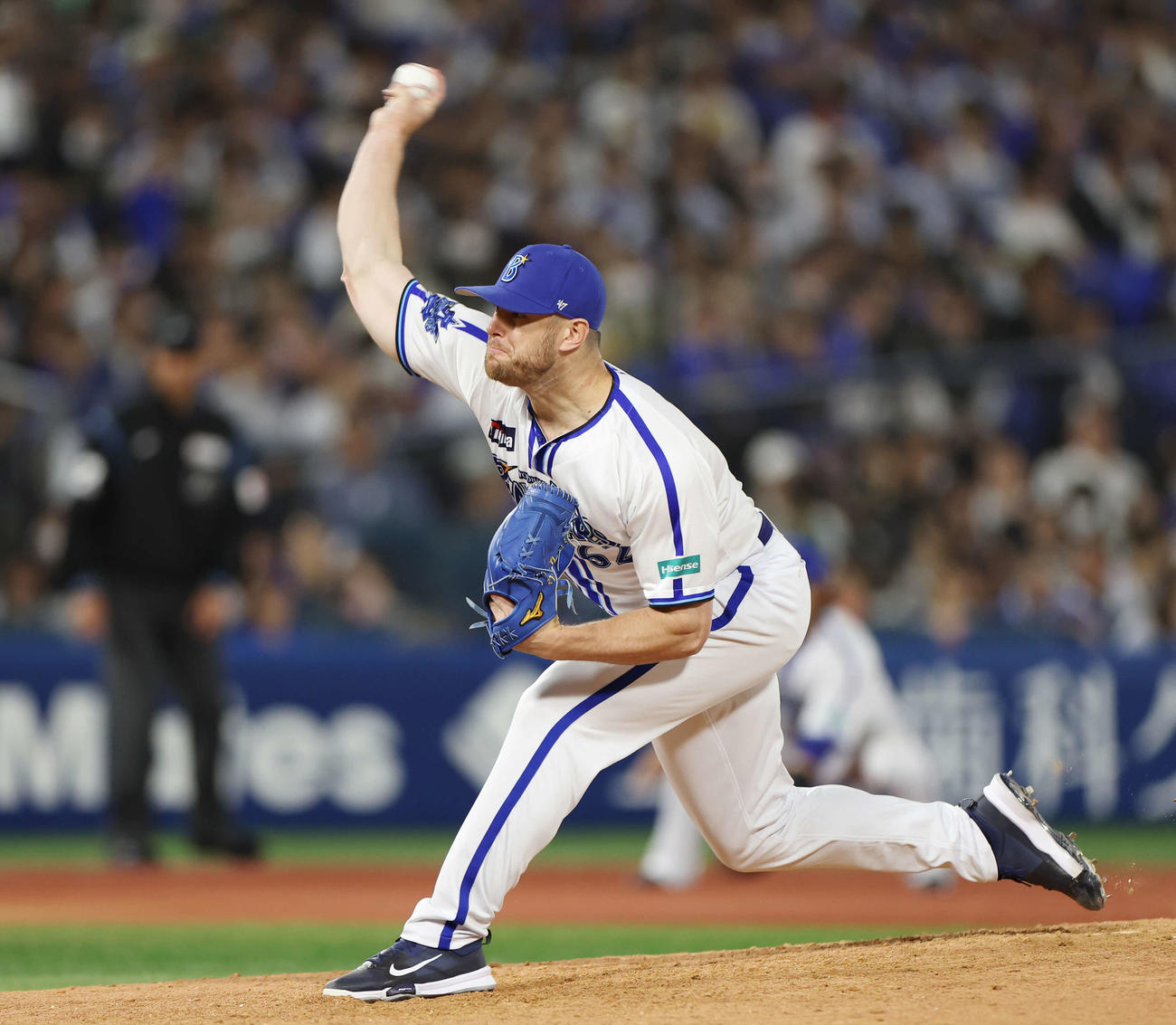 DeNA対オリックス　DeNA2番手のウィック（撮影・宮地輝）