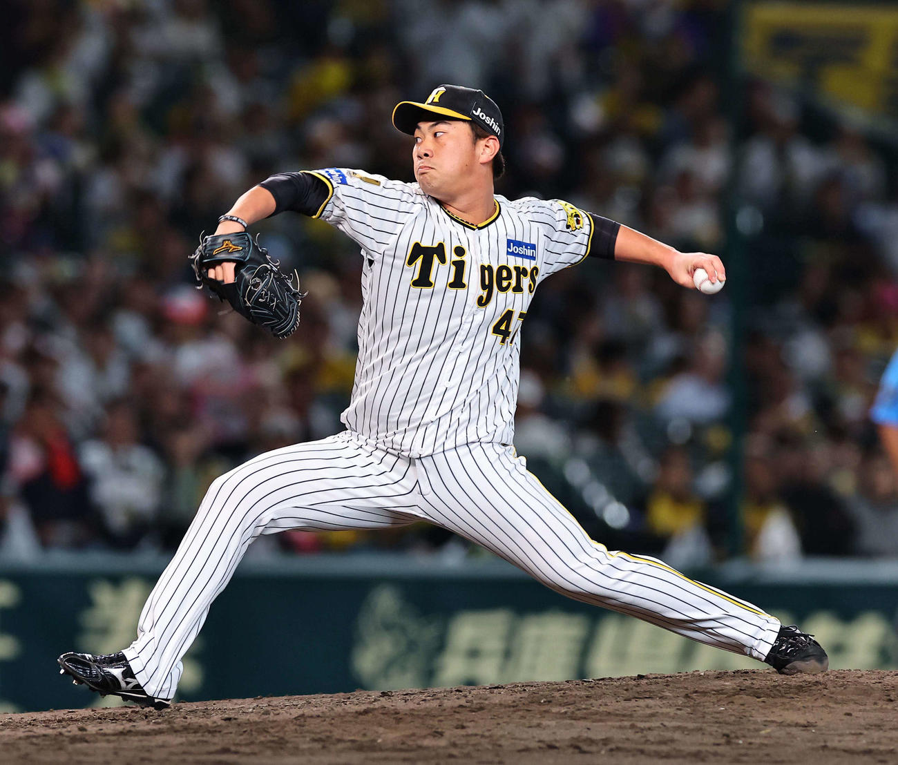 阪神対楽天　阪神2番手の桐敷（撮影・上田博志）