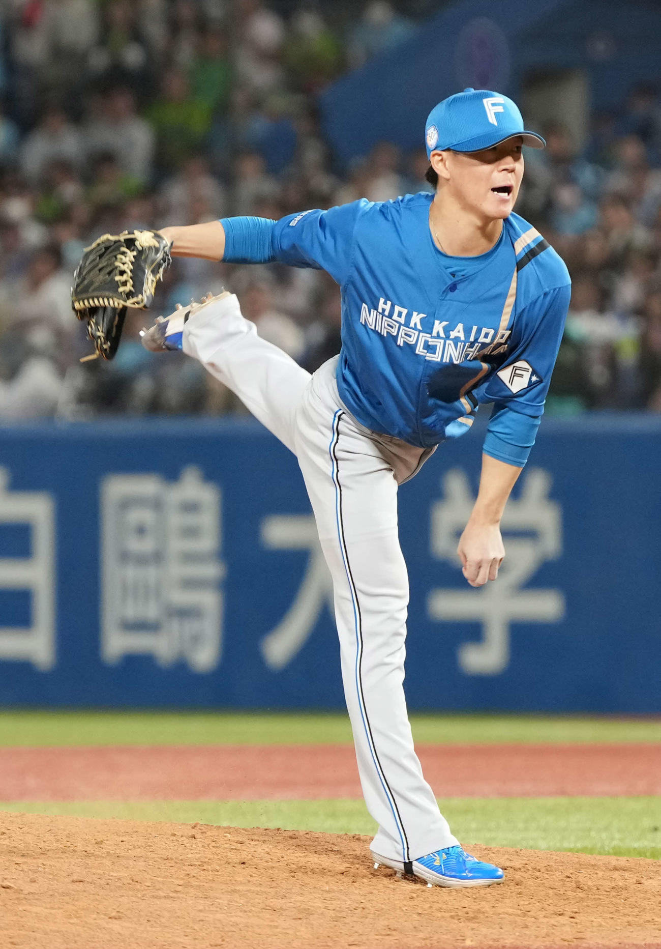 ヤクルト対日本ハム　日本ハム6番手で登板しプロ初勝利を挙げた矢沢（撮影・小沢裕）