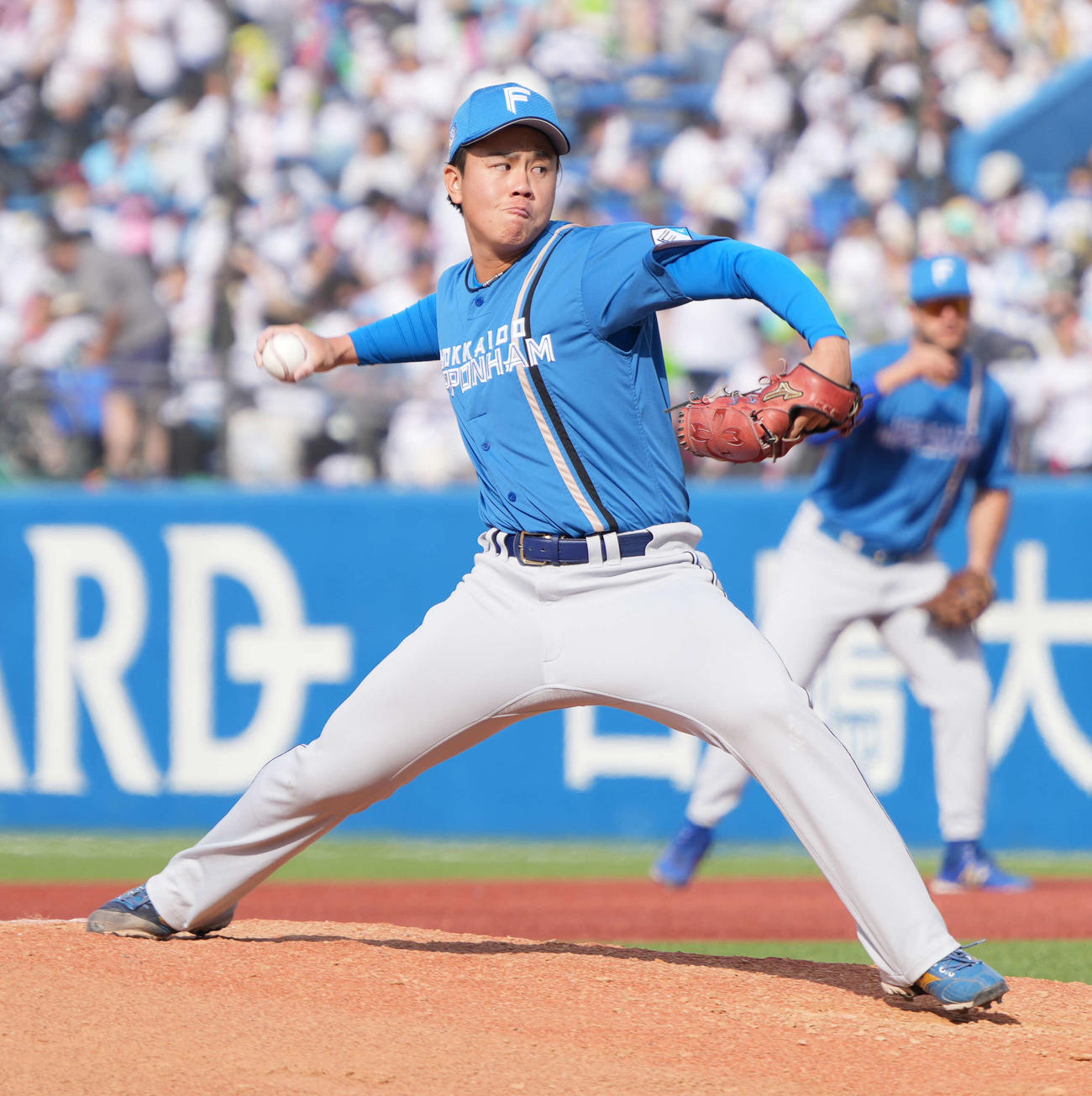 ヤクルト対日本ハム　日本ハム2番手で登板した畔柳（撮影・小沢裕）