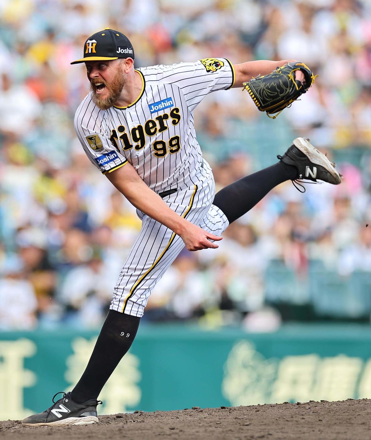 阪神対西武　気迫の投球で完投勝利を挙げたビーズリー（撮影・上田博志）