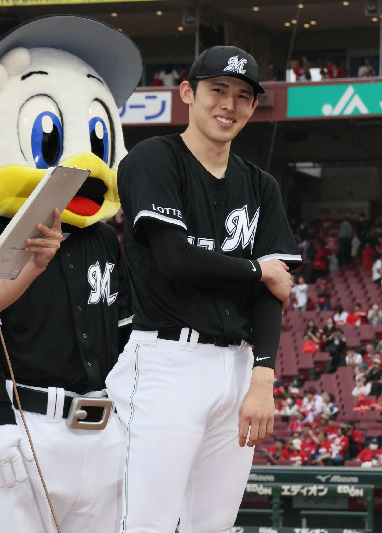 広島対ロッテ　5勝目の佐々木（撮影・加藤孝規）