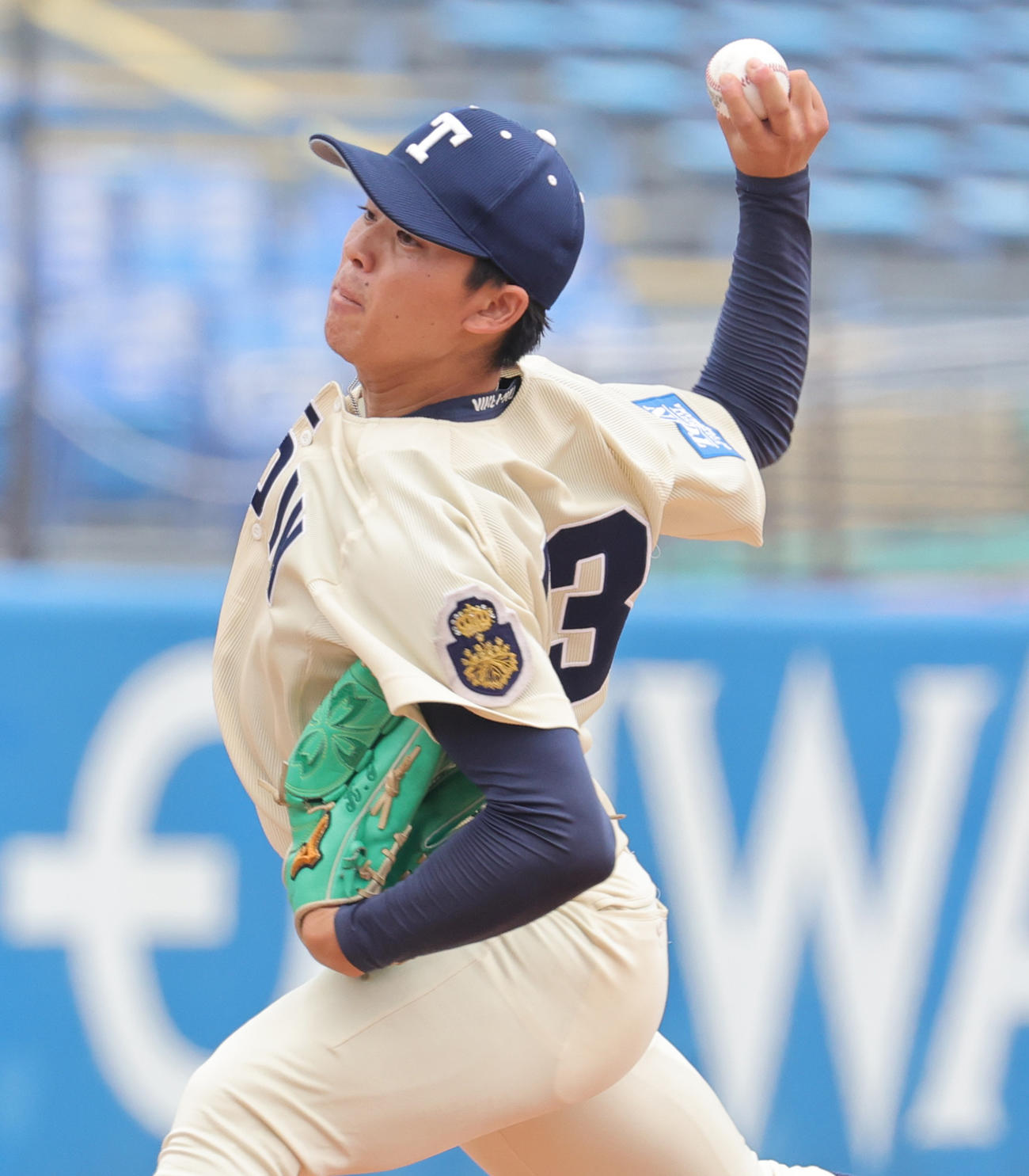 福井工大対桐蔭横浜大　桐蔭横浜大先発の高田（撮影・野上伸悟）
