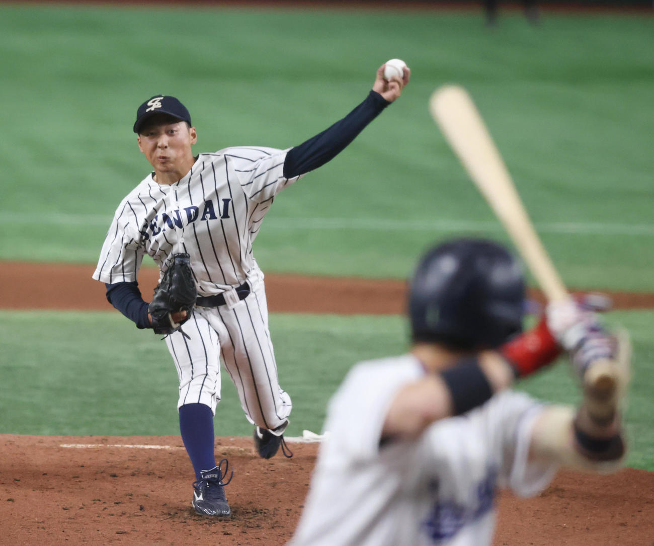 星槎道都大対仙台大　先発した仙台大・渡辺一（撮影・柴田隆二）