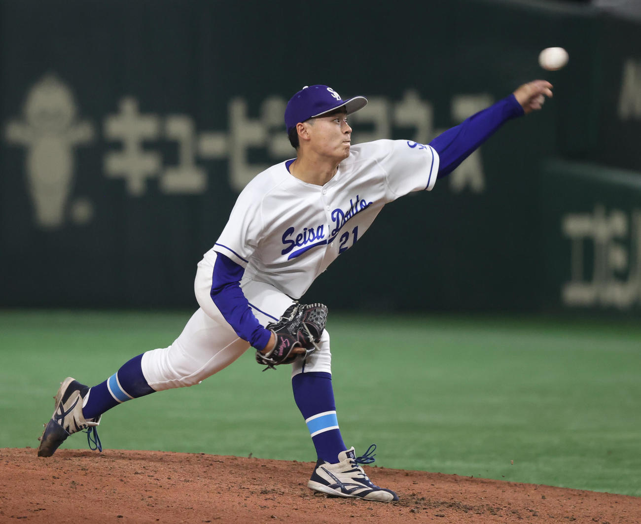 星槎道都大対仙台大　先発した星槎道都大・佐藤爽（撮影・柴田隆二）