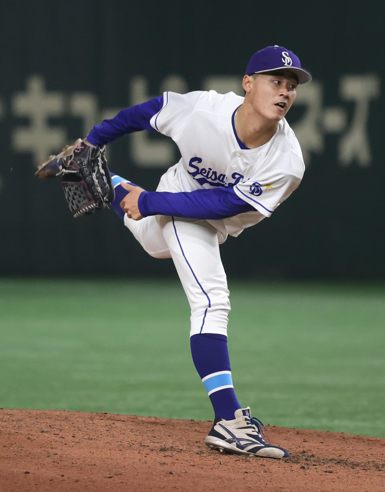 星槎道都大対仙台大　先発した星槎道都大・佐藤爽（撮影・柴田隆二）