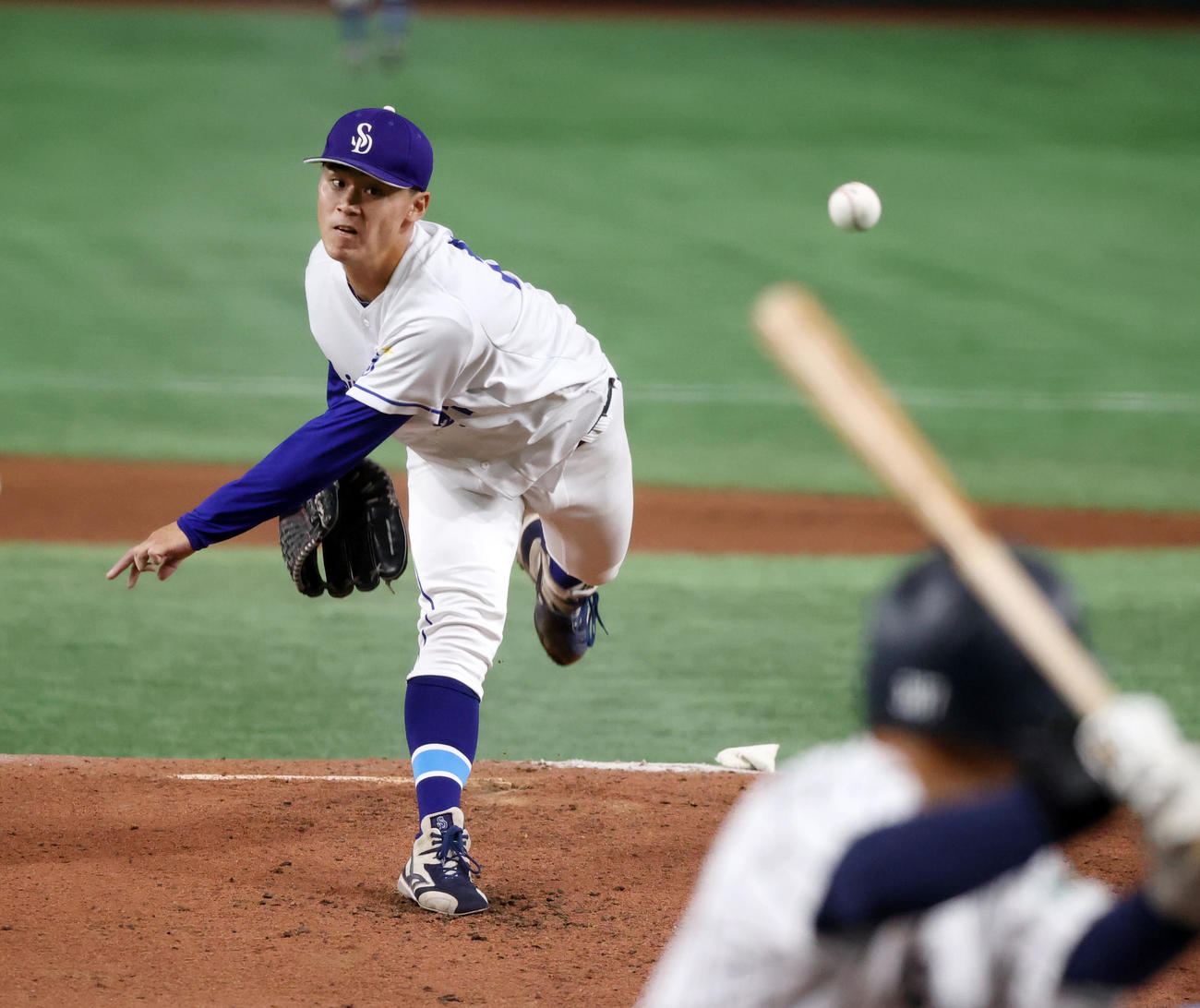 星槎道都大対仙台大　先発した星槎道都大・佐藤爽（撮影・柴田隆二）
