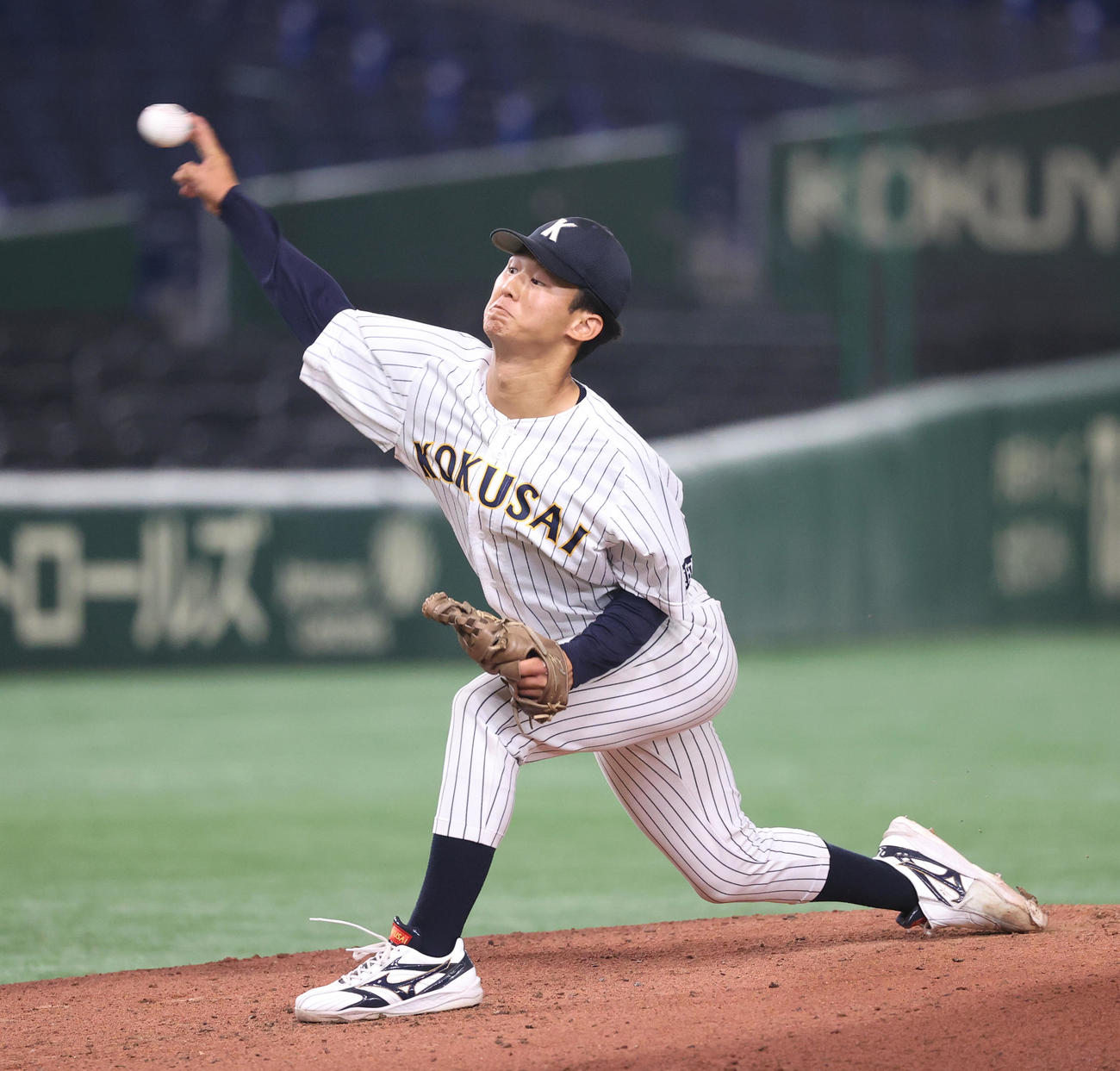 東日本国際大対吉備国際大　先発した東日本国際大・阿字（撮影・柴田隆二）