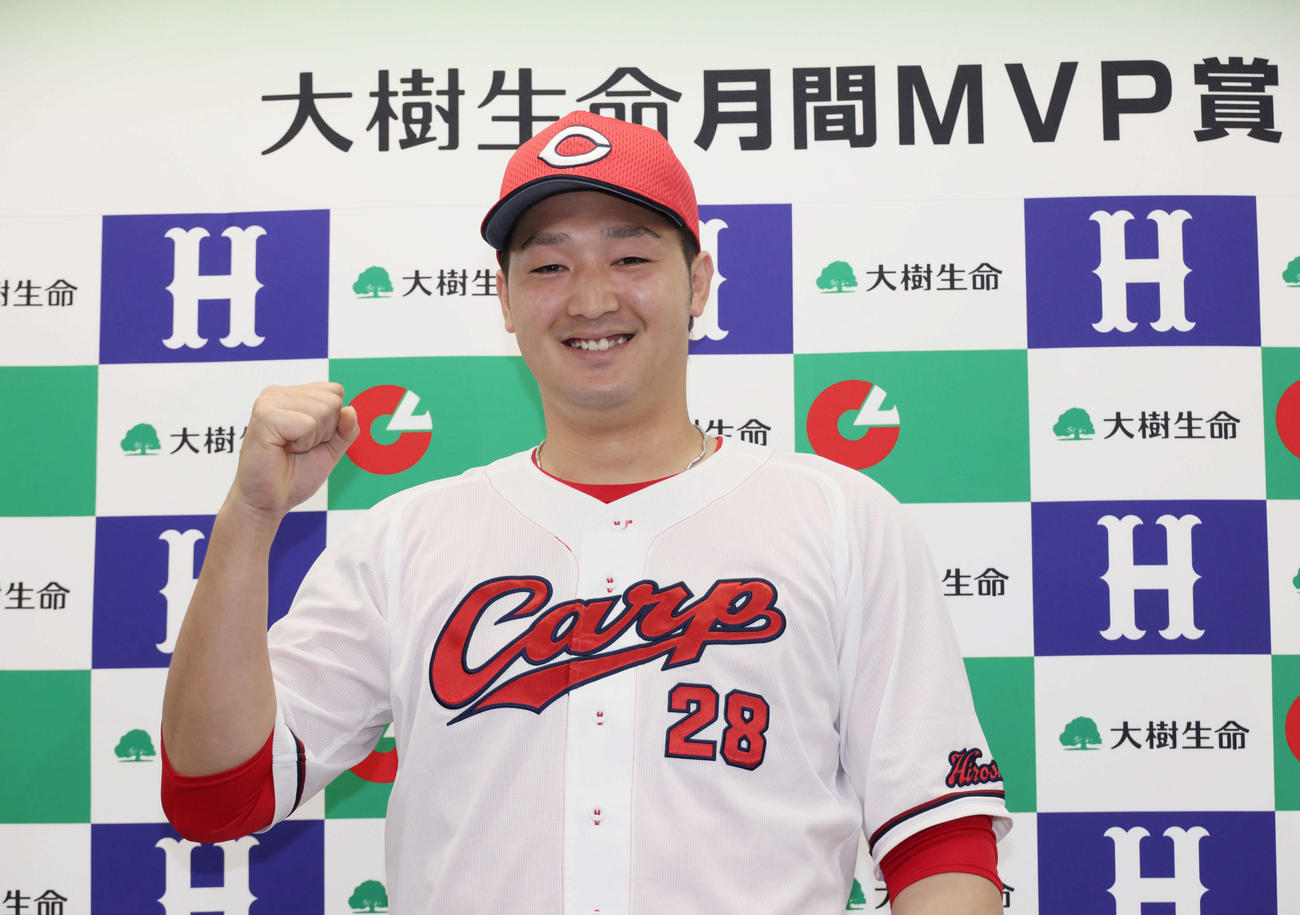 5月度の月間MVPを受賞した広島床田（撮影・加藤孝規）