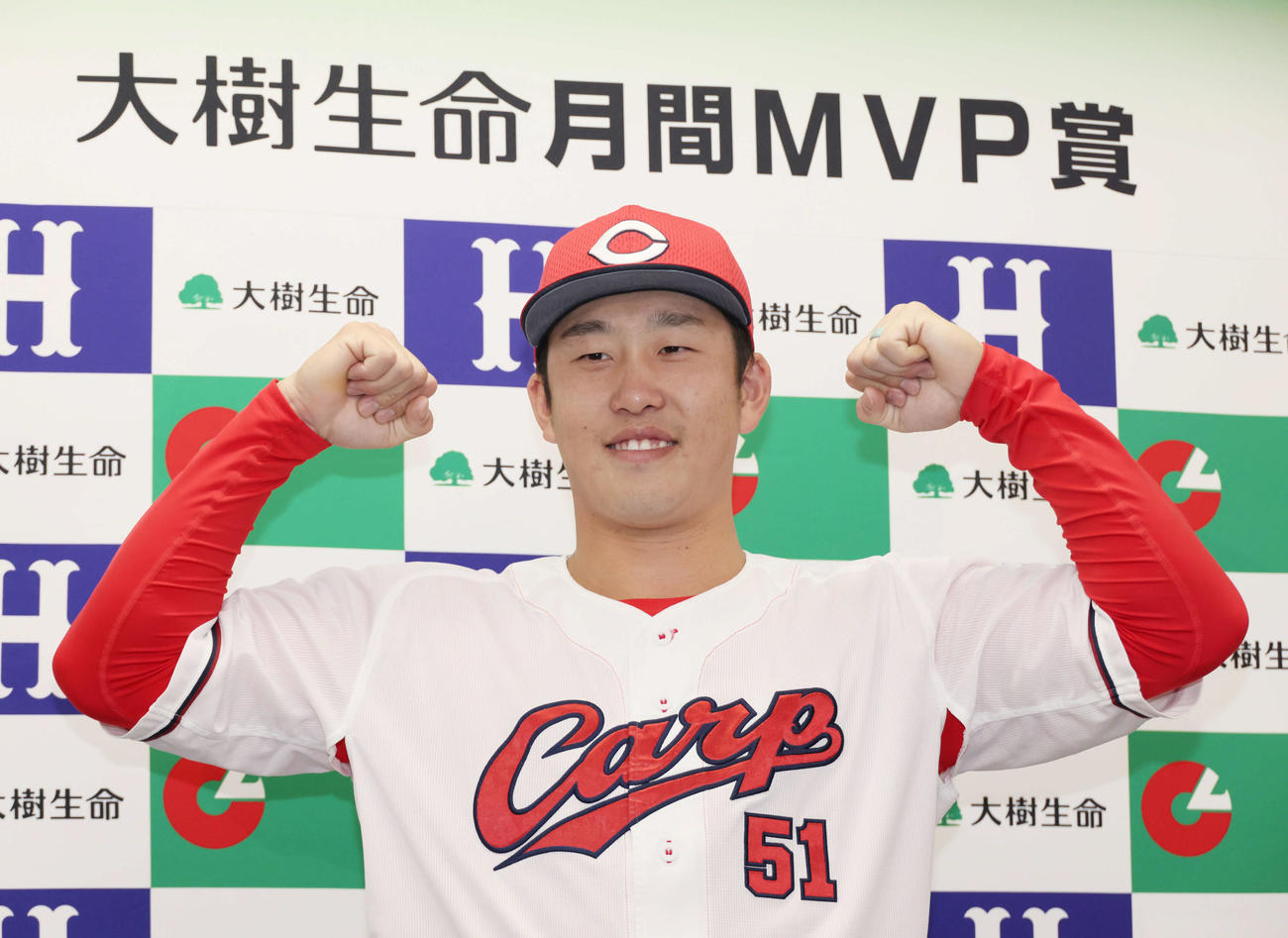 5月度の月間MVPを受賞した広島小園（撮影・加藤孝規）