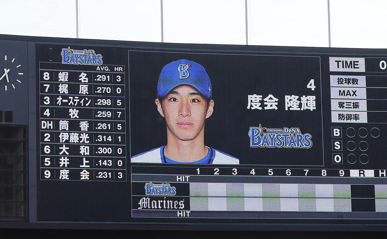 9番右翼手でDeNA度会がスタメン出場（撮影・足立雅史）