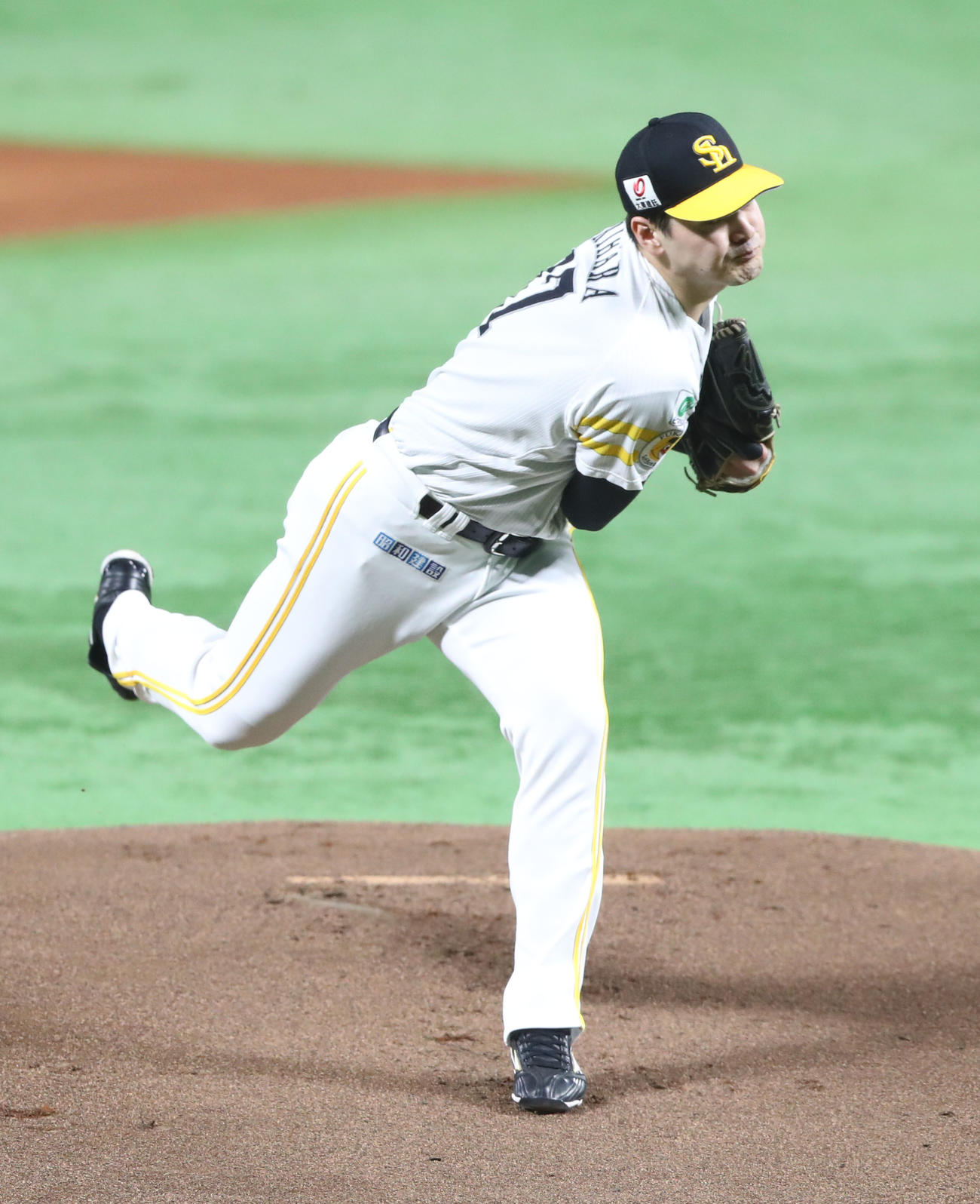 ソフトバンク対ヤクルト　ソフトバンク先発・有原（撮影・鬼束羽瑠菜）