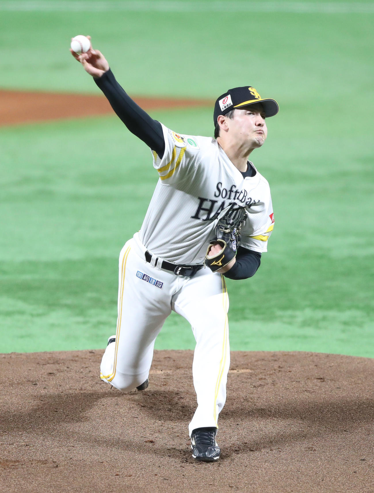 ソフトバンク対ヤクルト　ソフトバンク先発・有原（撮影・鬼束羽瑠菜）