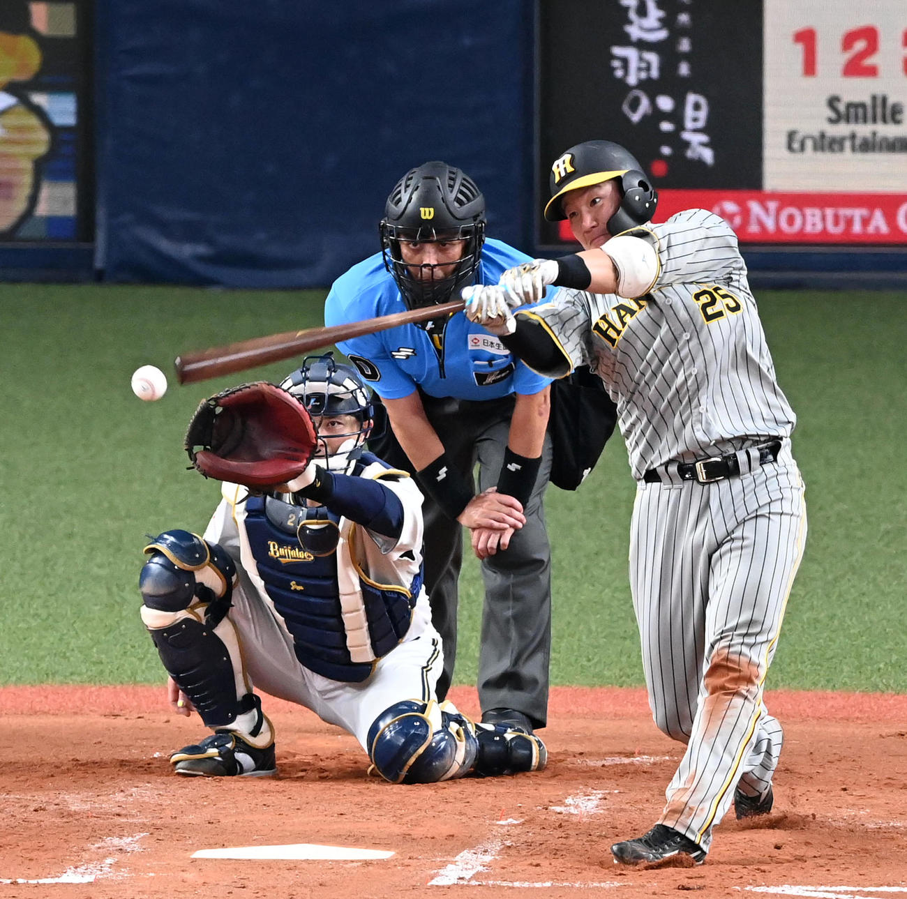 オリックス対阪神　4回表阪神1死、渡辺は中前打を放つ（撮影・前岡正明）