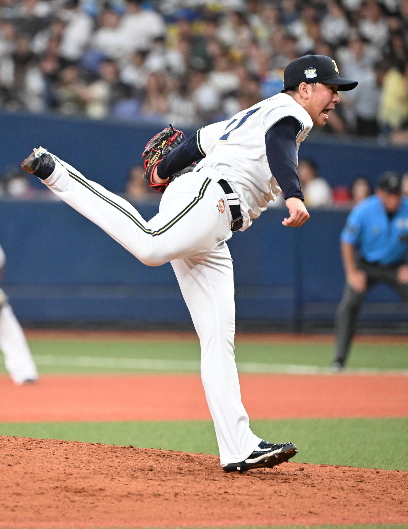オリックス対阪神　8回表を3人で仕留めるオリックス古田島（撮影・和賀正仁）