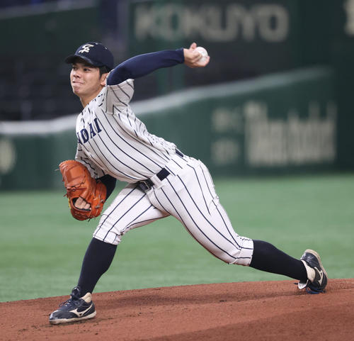 九産大対仙台大 先発した仙台大・大城(撮影・柴田隆二)