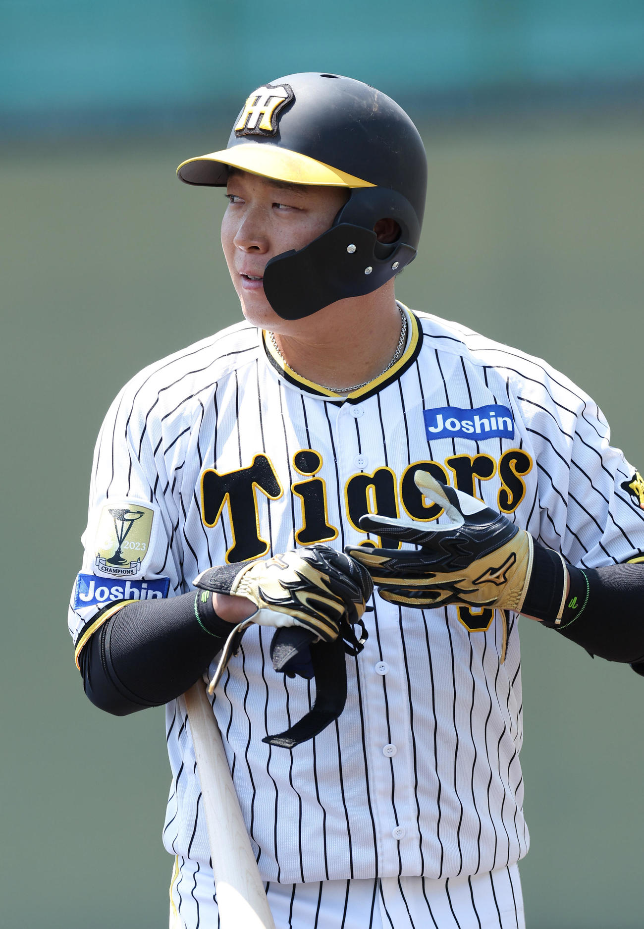 ウエスタン・リーグのオリックス戦で見逃し三振に倒れた阪神大山（撮影・前田充）
