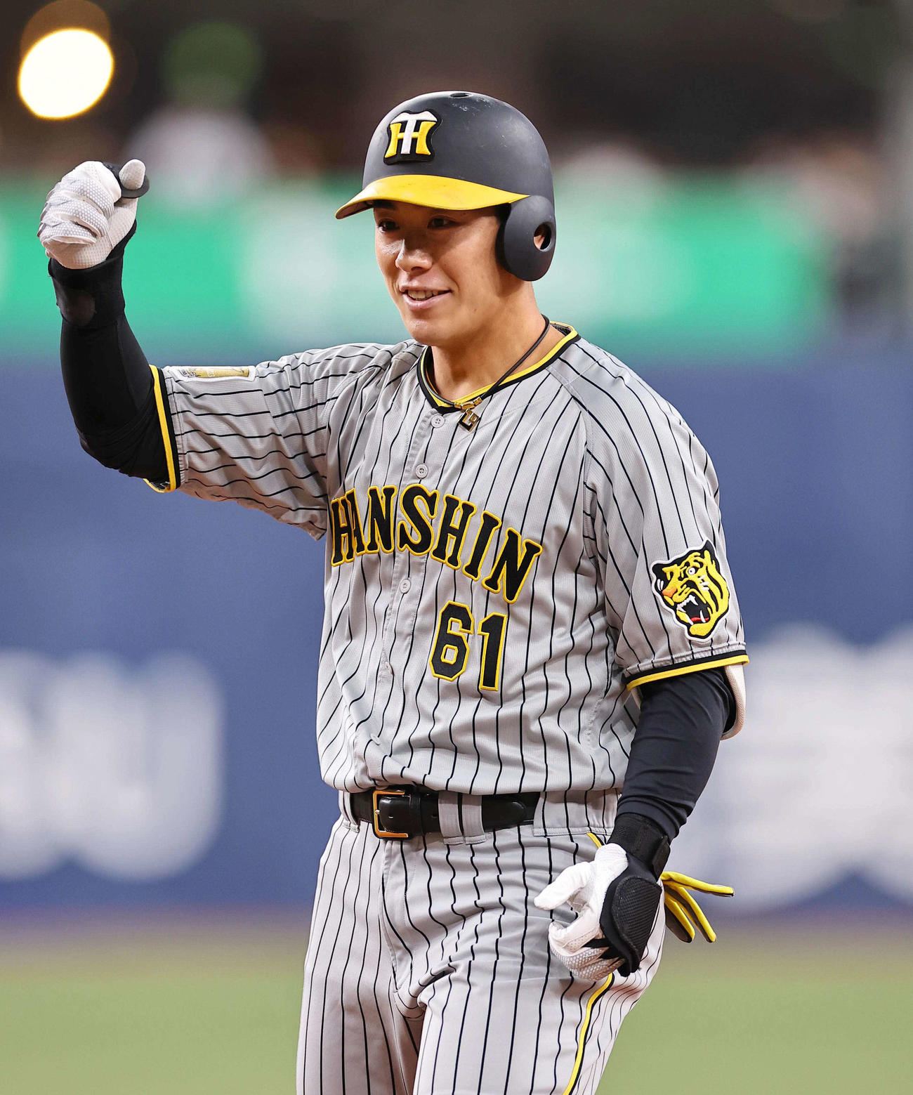オリックス対阪神　2回表阪神2死一塁、豊田は右前にプロ初安打を放つ（撮影・上田博志）