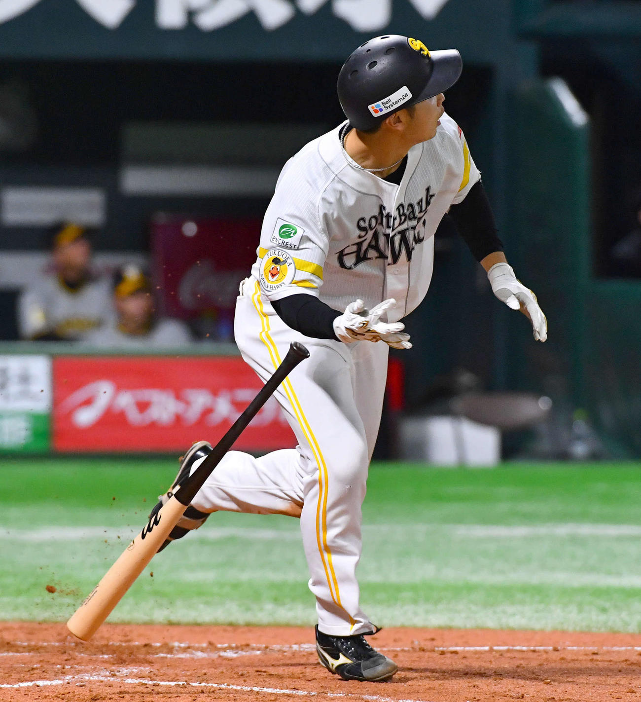 ソフトバンク対阪神　5回裏ソフトバンク2死二塁、広瀬は先制の左越え2点本塁打を放つ（撮影・岩下翔太）