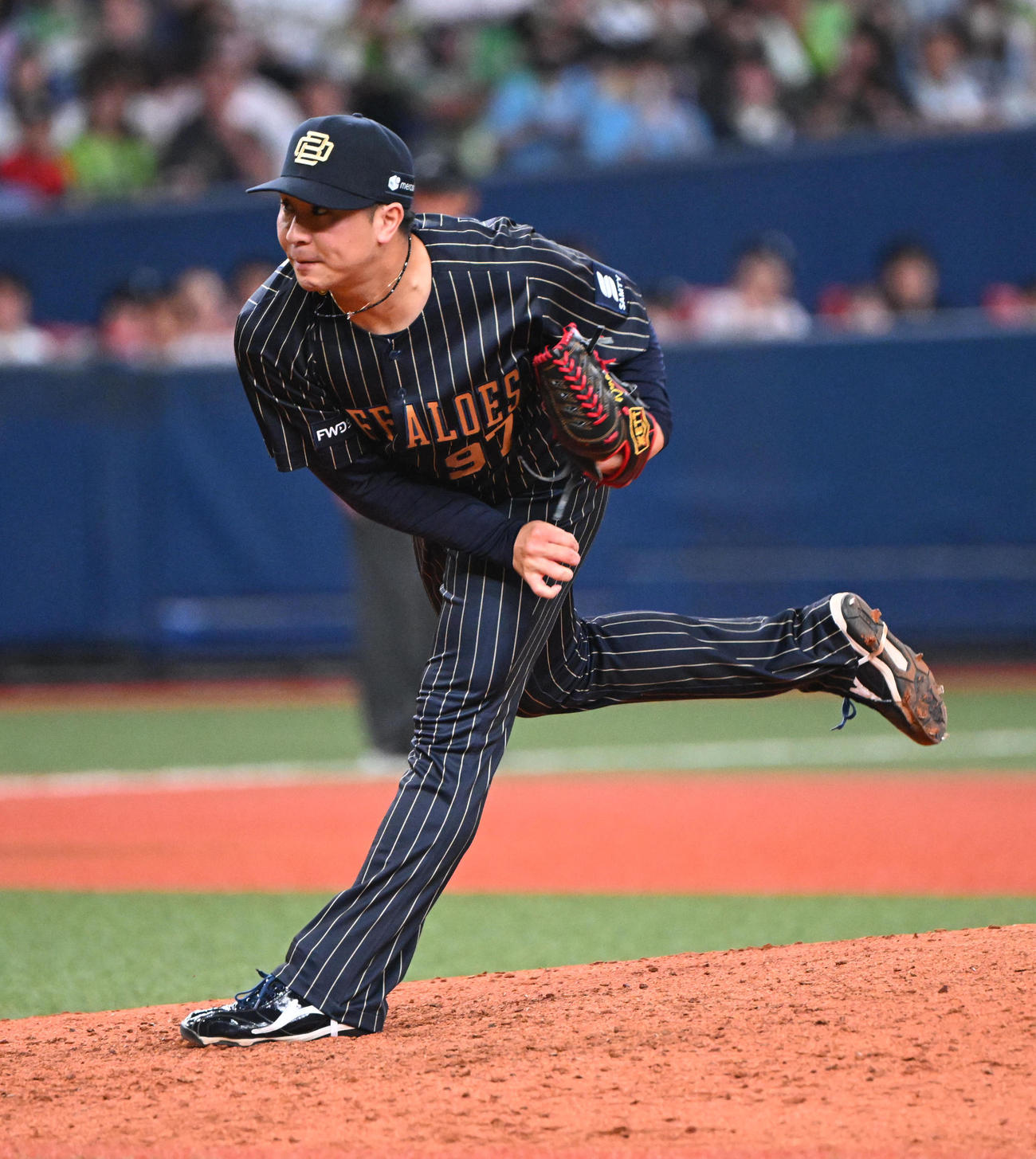 オリックス対ヤクルト　6回に登板するオリックス古田島（撮影・和賀正仁）