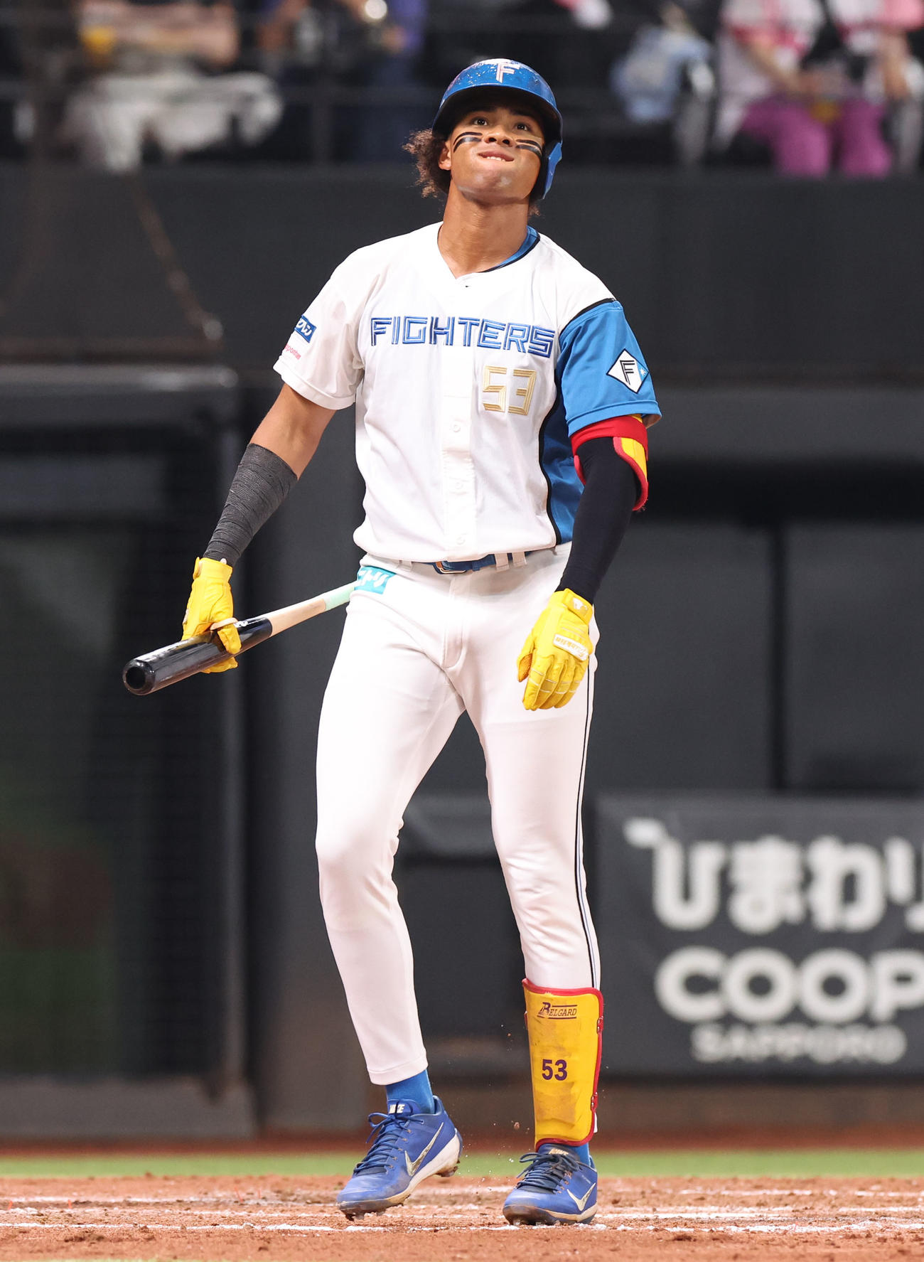 日本ハム対巨人　4回裏日本ハム1死、水谷は三振に終わる（撮影・佐藤翔太）