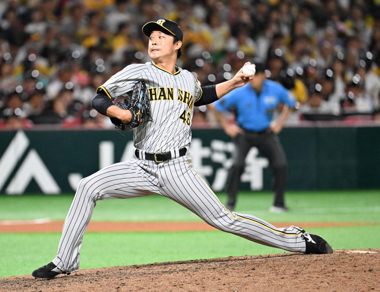 ソフトバンク対阪神　力投する阪神島本（撮影・林敢治）