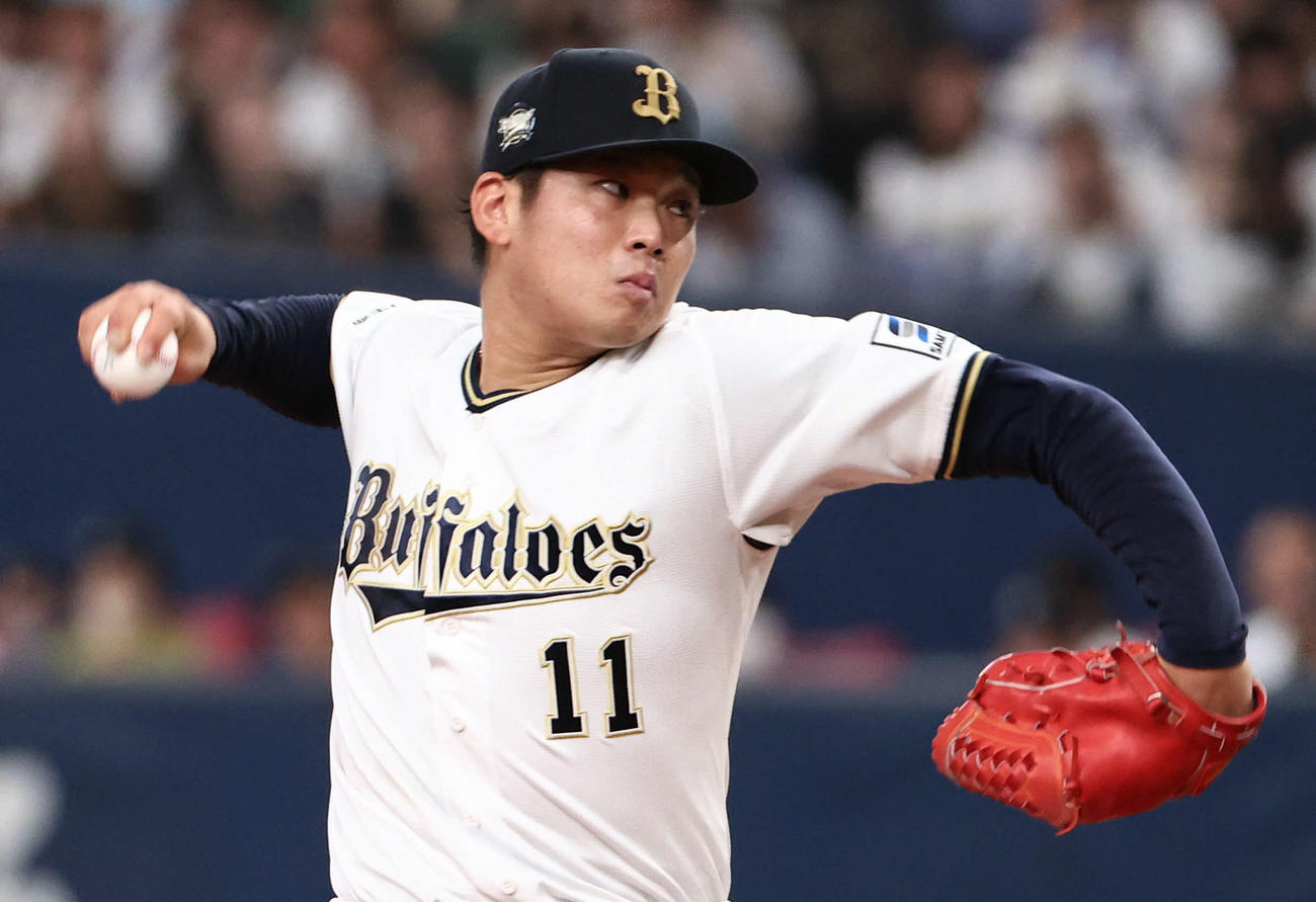 オリックス先発の山下舜平大（撮影・西尾就之）