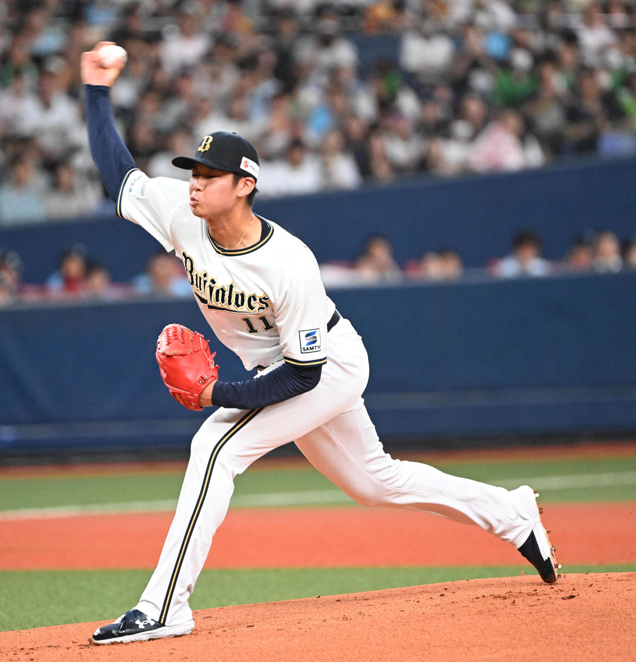 オリックス対ヤクルト　先発するオリックス山下舜平大（撮影・和賀正仁）