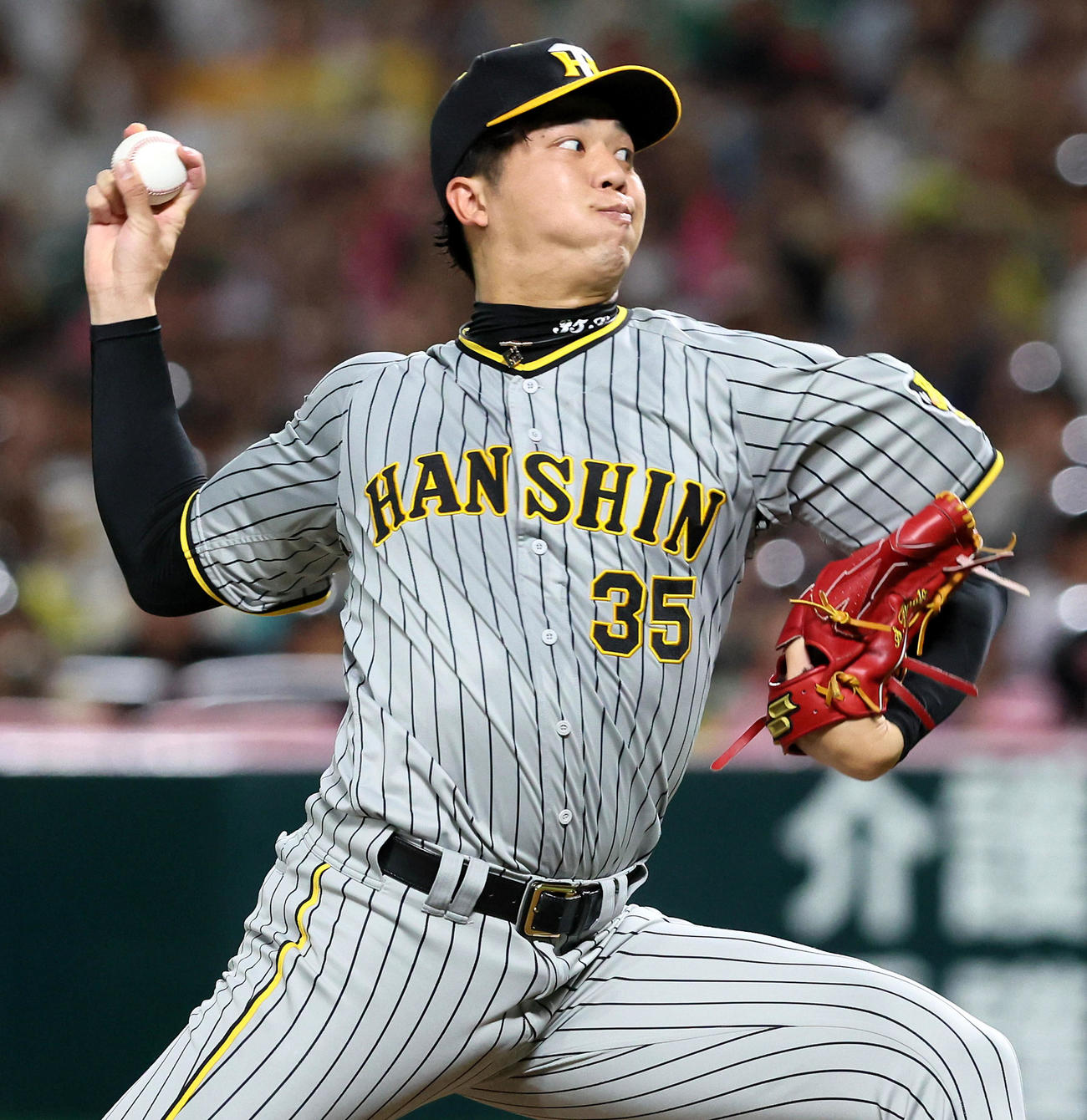 ソフトバンク対阪神　力投する阪神先発の才木（撮影・加藤哉）