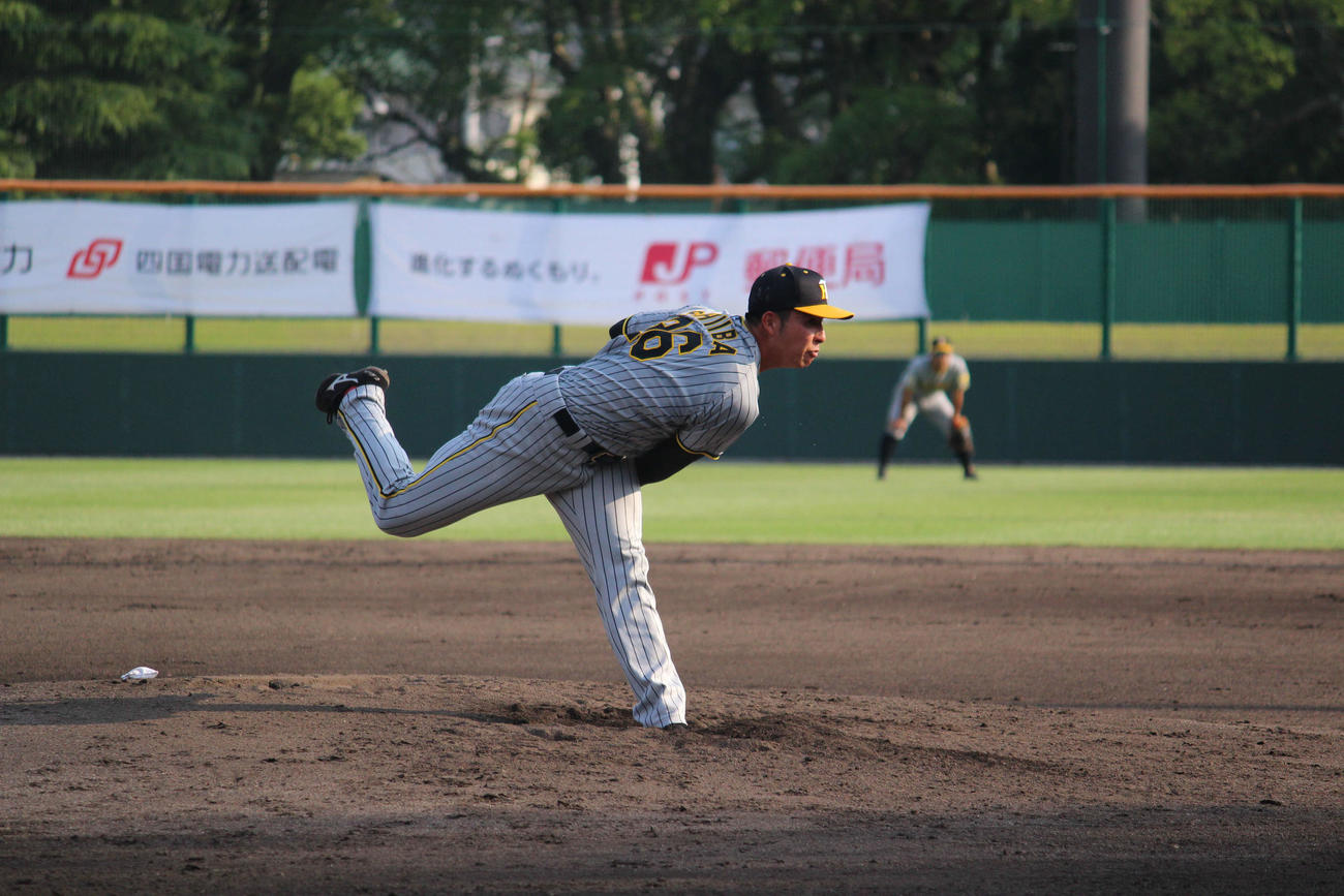 阪神ドラフト2位椎葉は古巣の四国IL・徳島戦で力投（撮影・佐井陽介）