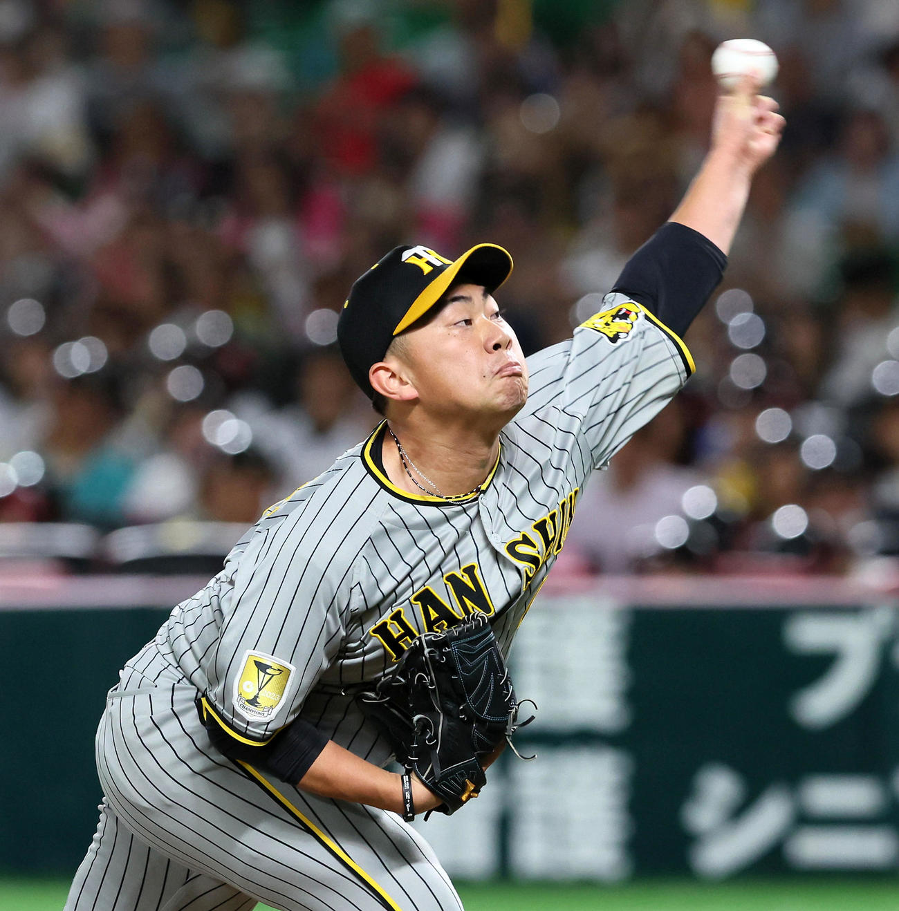 ソフトバンク対阪神　8回裏、阪神2番手で登板する桐敷（撮影・加藤哉）