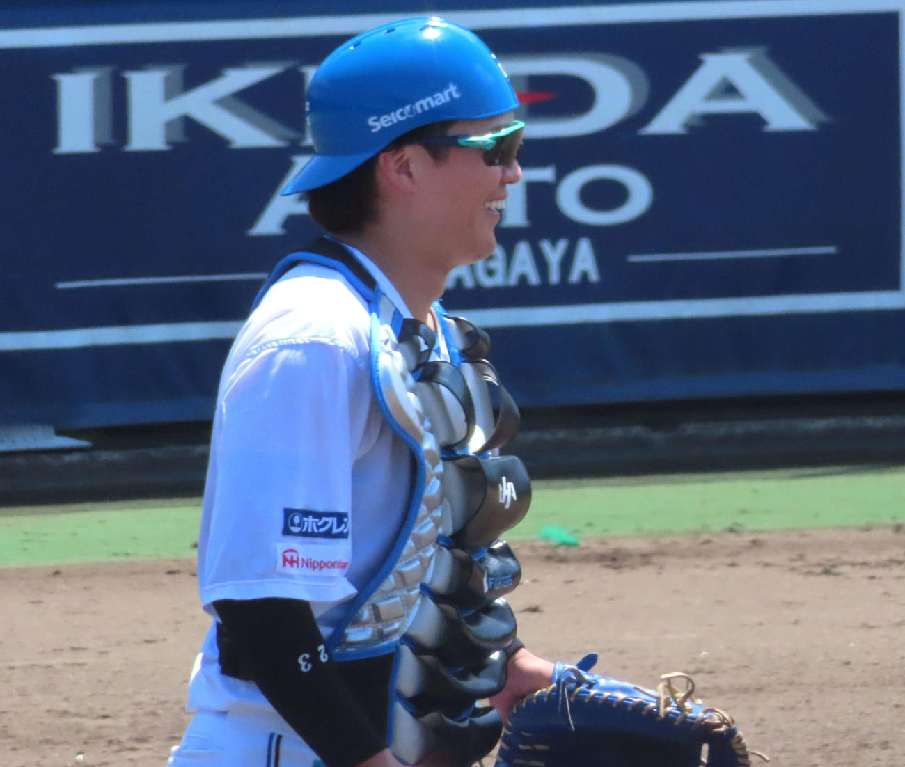 イースタン・リーグ　日本ハム対オイシックス　笑顔を見せる日本ハム伏見（撮影・黒須亮）