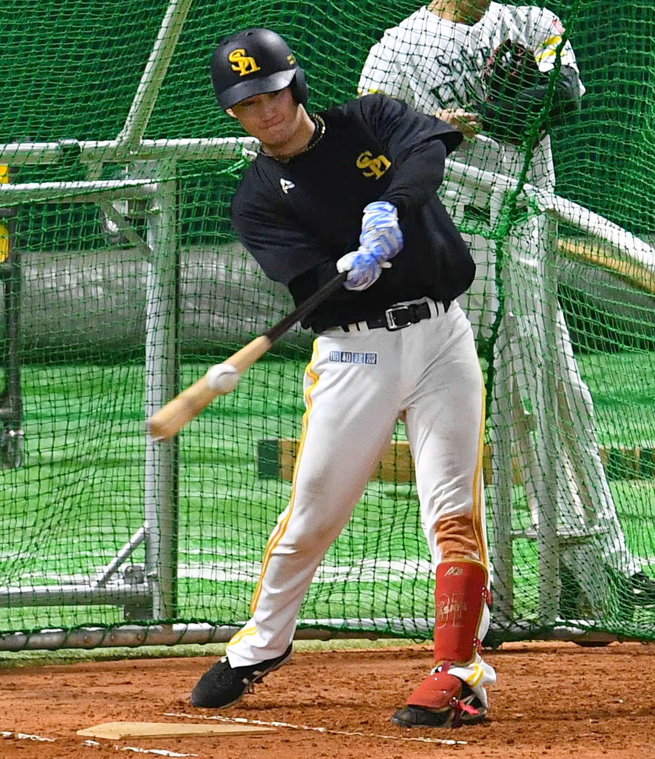 フリー打撃を行う正木（撮影・岩下翔太）
