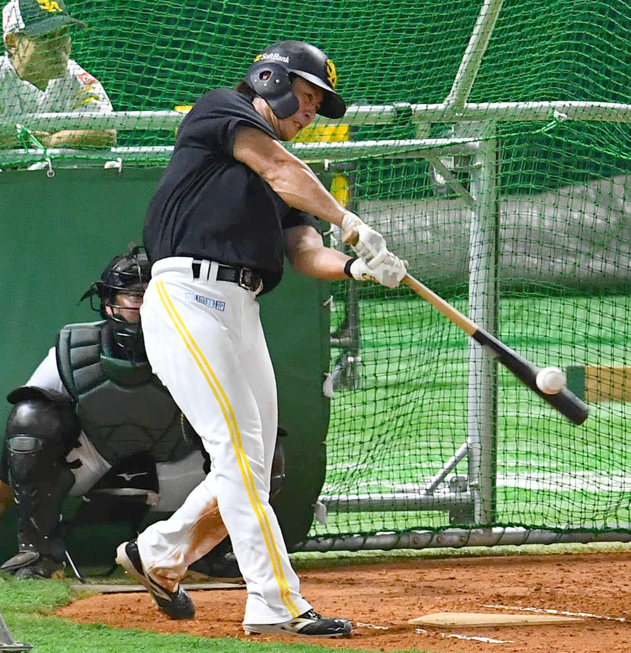 フリー打撃を行う川村（撮影・岩下翔太）