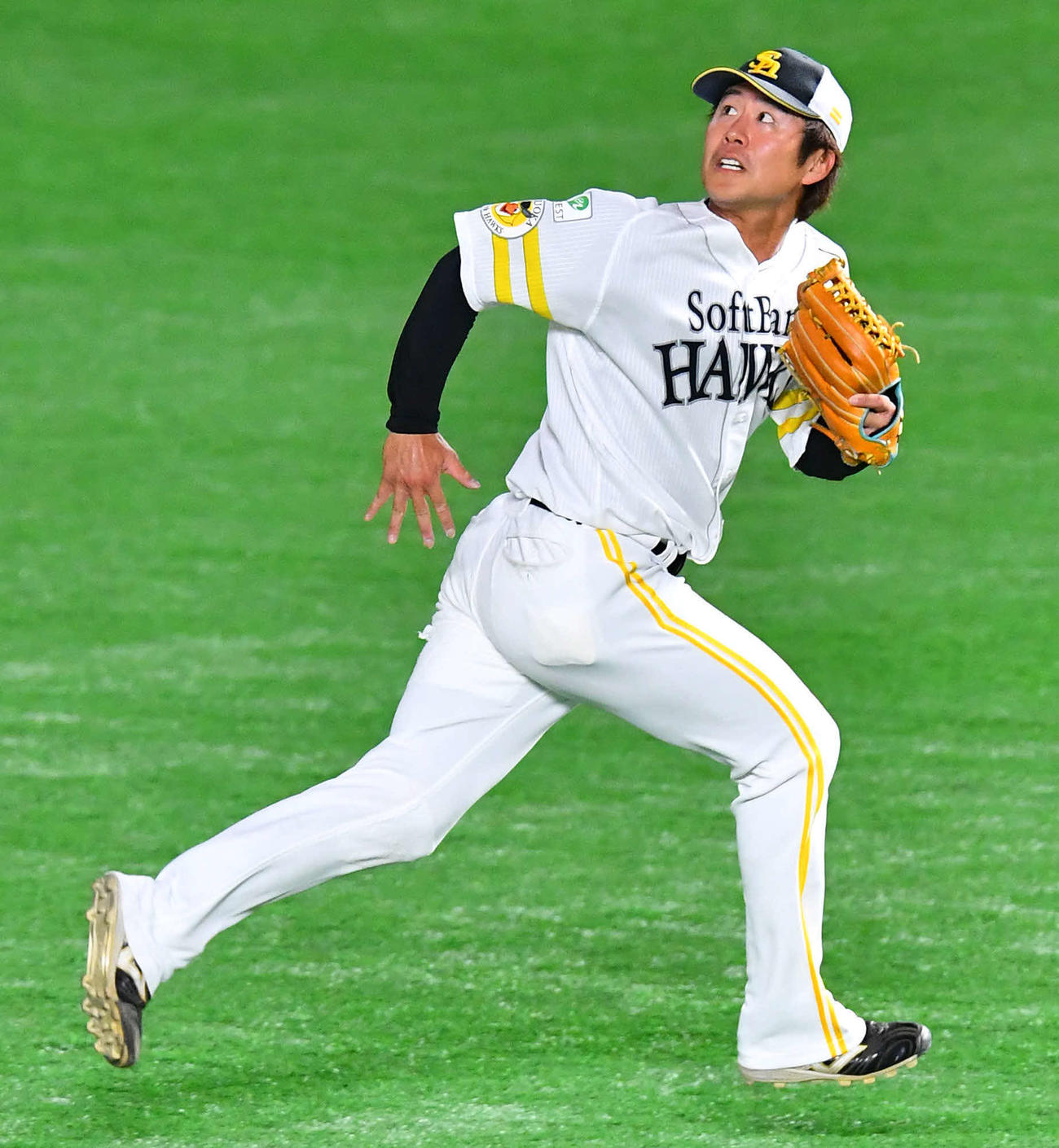 1軍に合流しノックを受けるソフトバンク川村（撮影・岩下翔太）