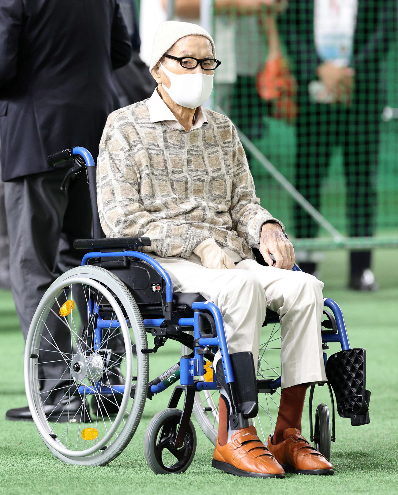巨人全体練習に訪れた長嶋終身名誉監督（撮影・鈴木正人）