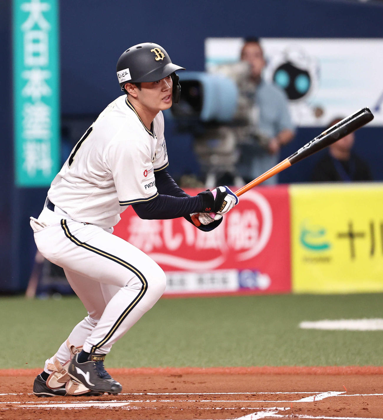オリックス対西武　1回裏オリックス1死三塁、太田は右翼へ先制適時二塁打を放つ（撮影・西尾就之）
