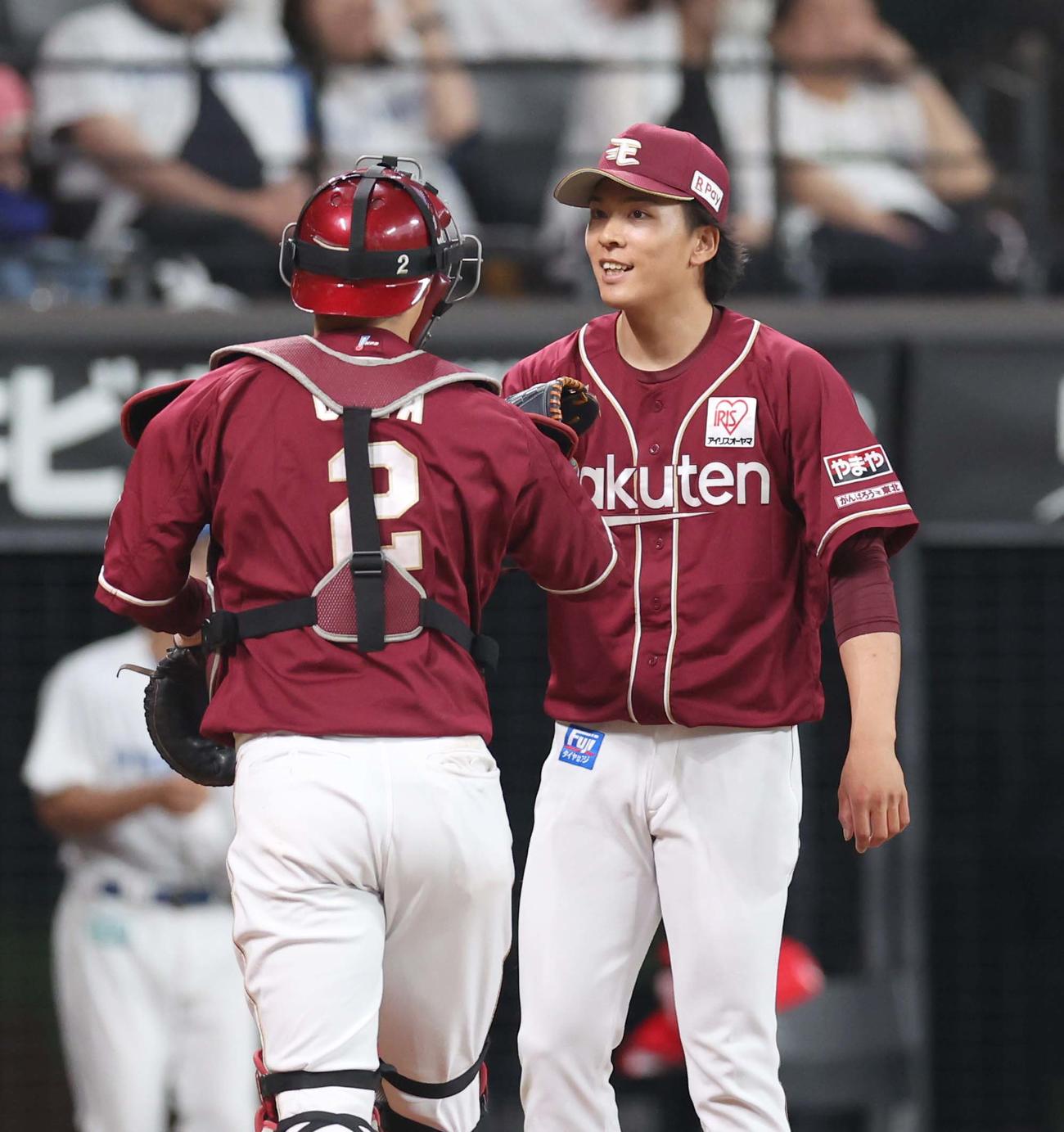 日本ハム対楽天　2回裏、無失点に抑え笑顔の早川（撮影・黒川智章）