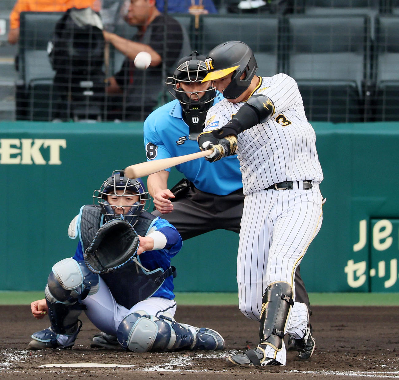 阪神対DeNA 2回裏阪神無死、大山は左越えソロ本塁打を放つ（撮影・加藤哉）